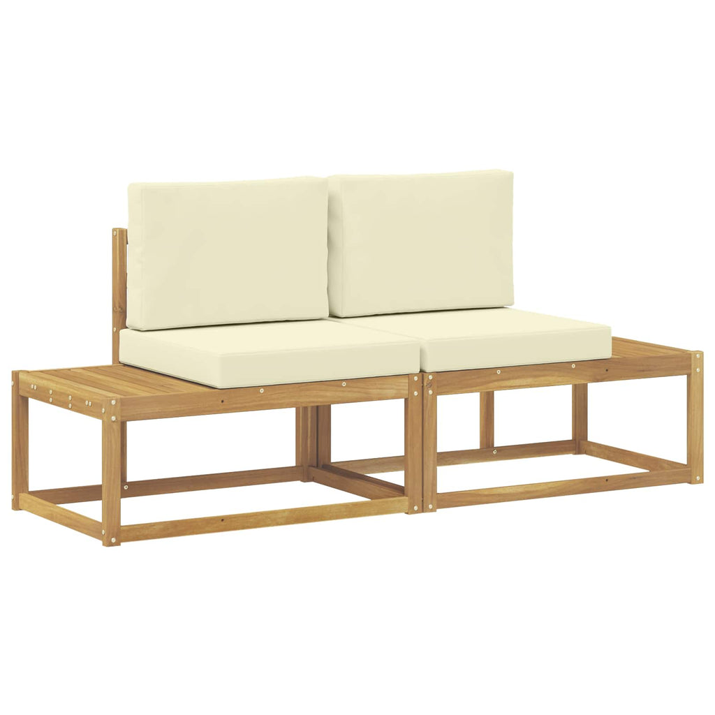 vidaXL Sofa końcowa na zewnątrz 2 Sztuka Biały Lite Drewno Akacji