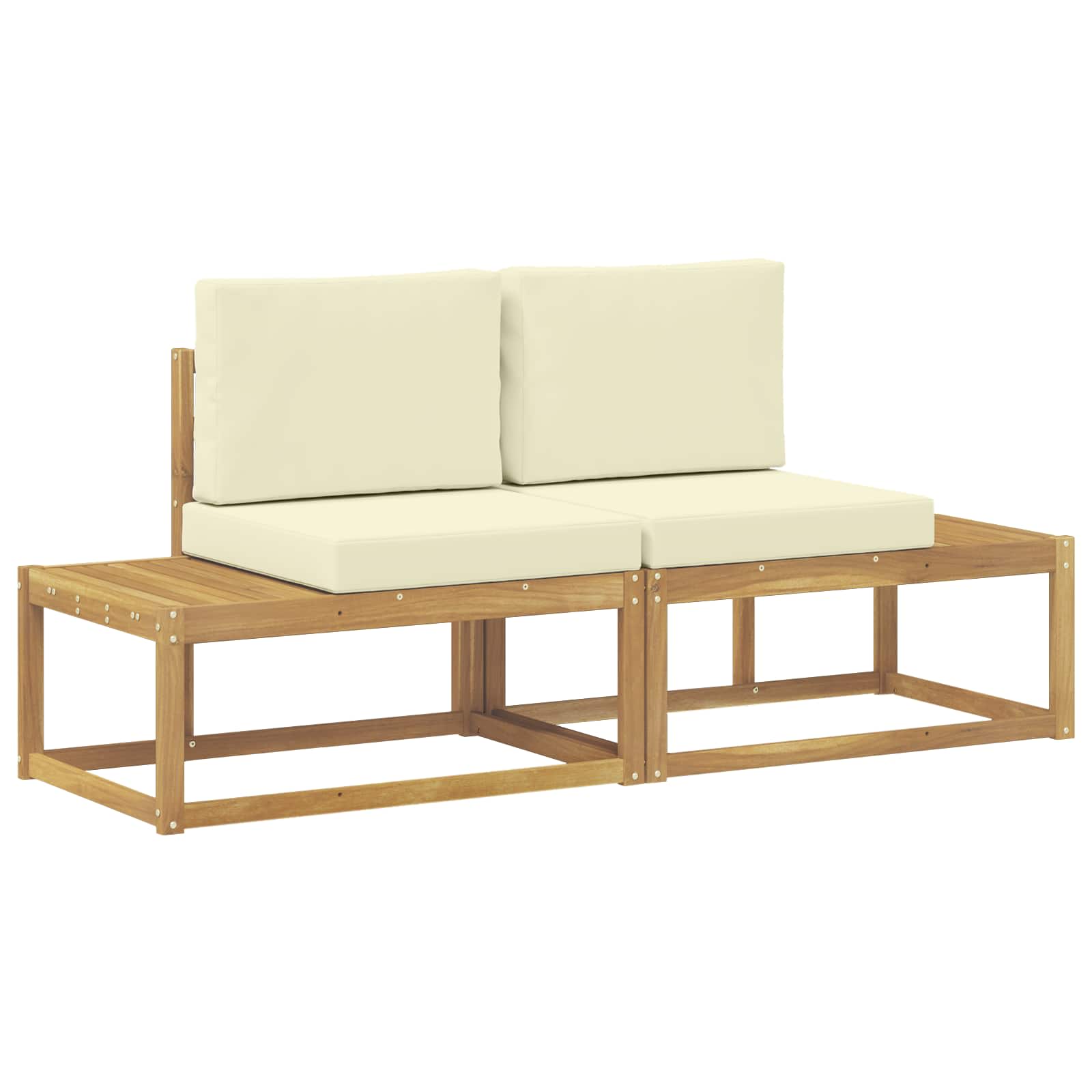 vidaXL Sofa końcowa na zewnątrz 2 Sztuka Biały Lite Drewno Akacji