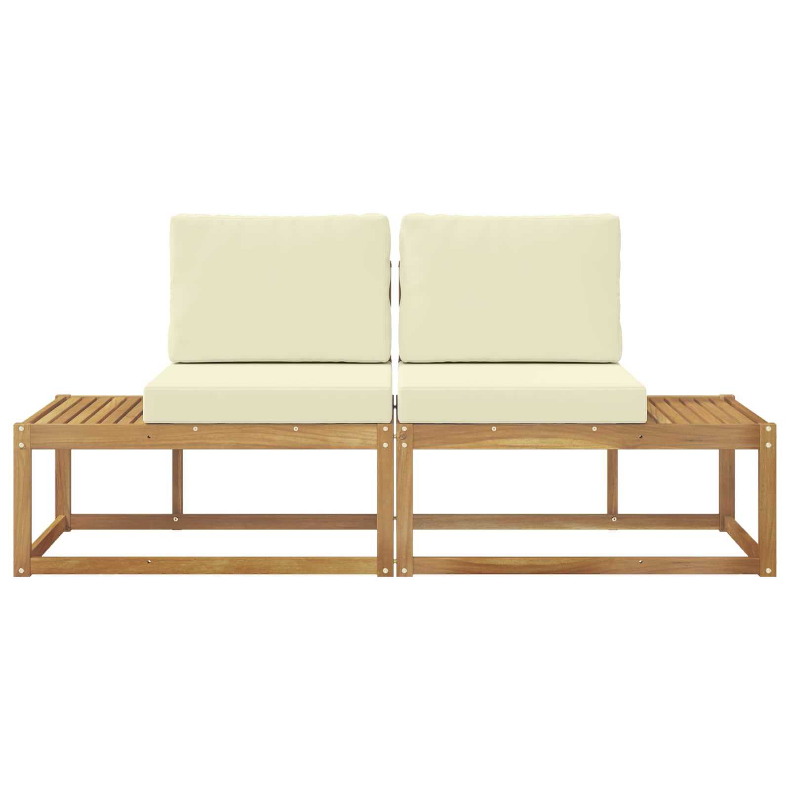vidaXL Sofa końcowa na zewnątrz 2 Sztuka Biały Lite Drewno Akacji
