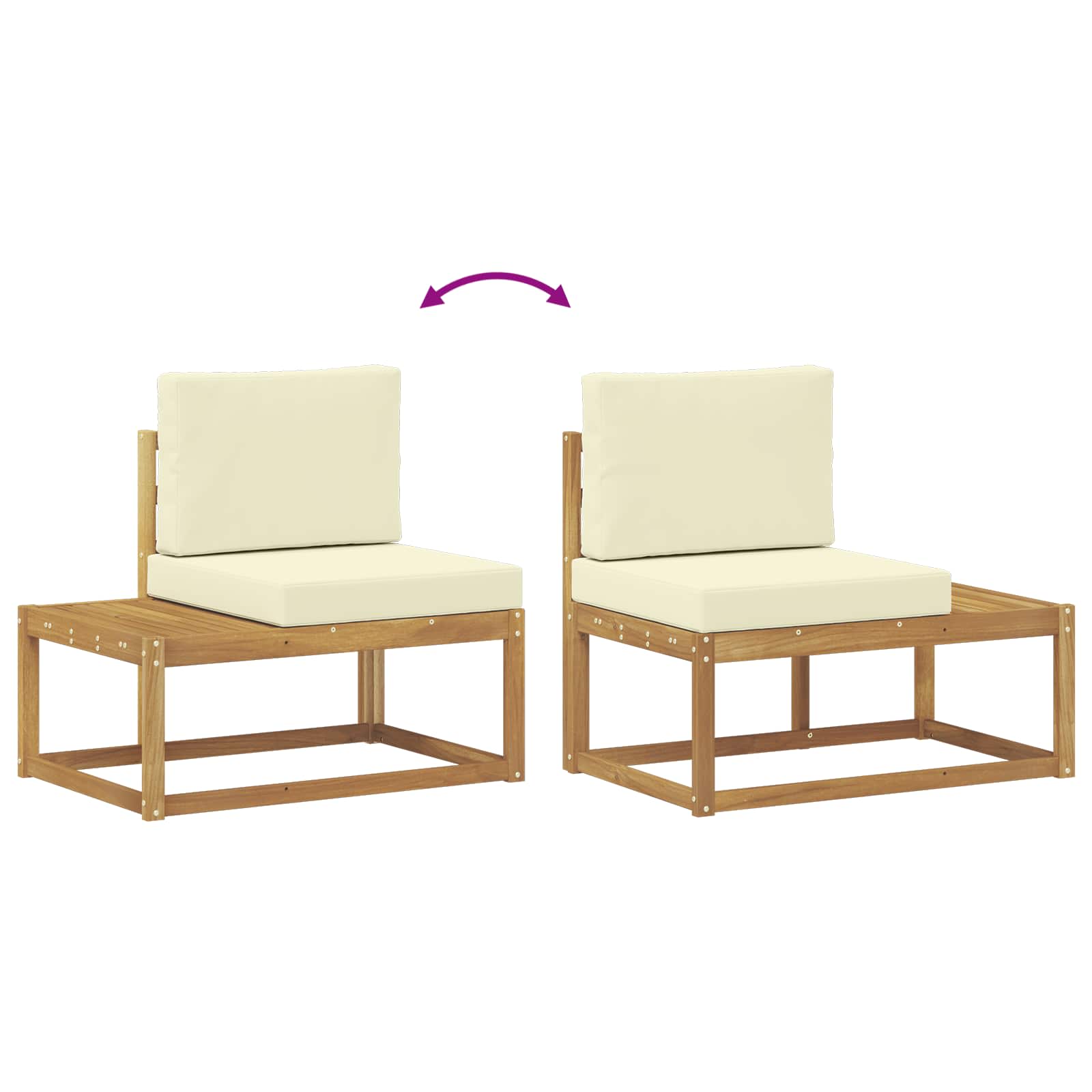 vidaXL Sofa końcowa na zewnątrz 2 Sztuka Biały Lite Drewno Akacji