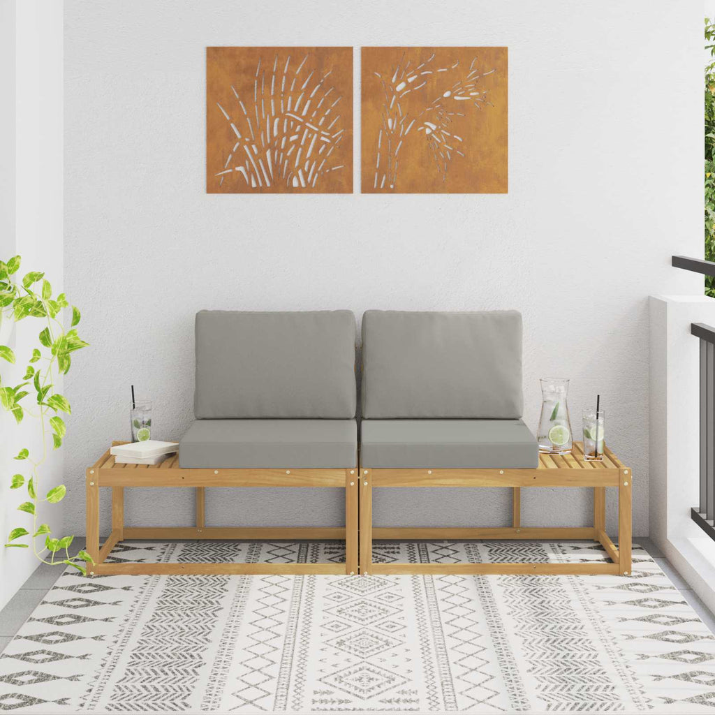 vidaXL Sofa końcowa na zewnątrz 2 Sztuka Biały Lite Drewno Akacji