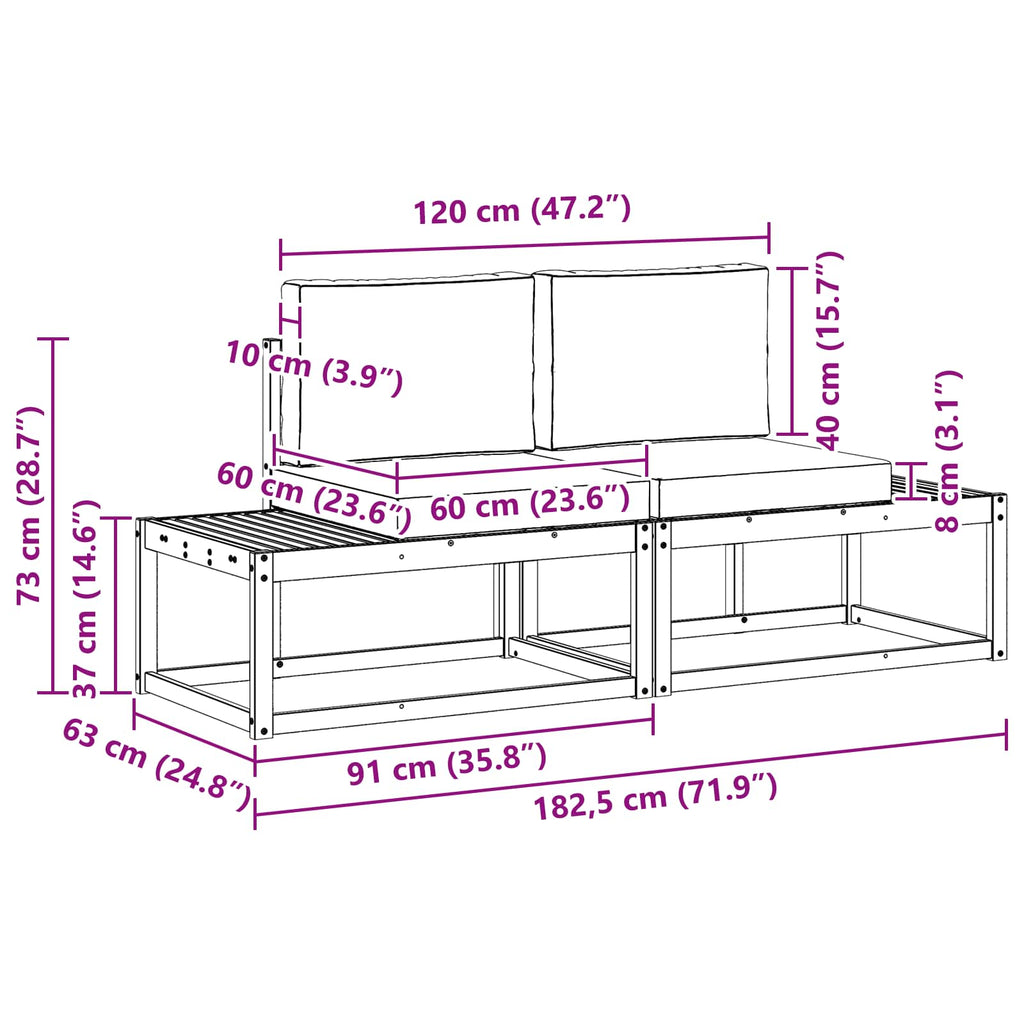 vidaXL Sofa końcowa na zewnątrz 2 Sztuka Biały Lite Drewno Akacji