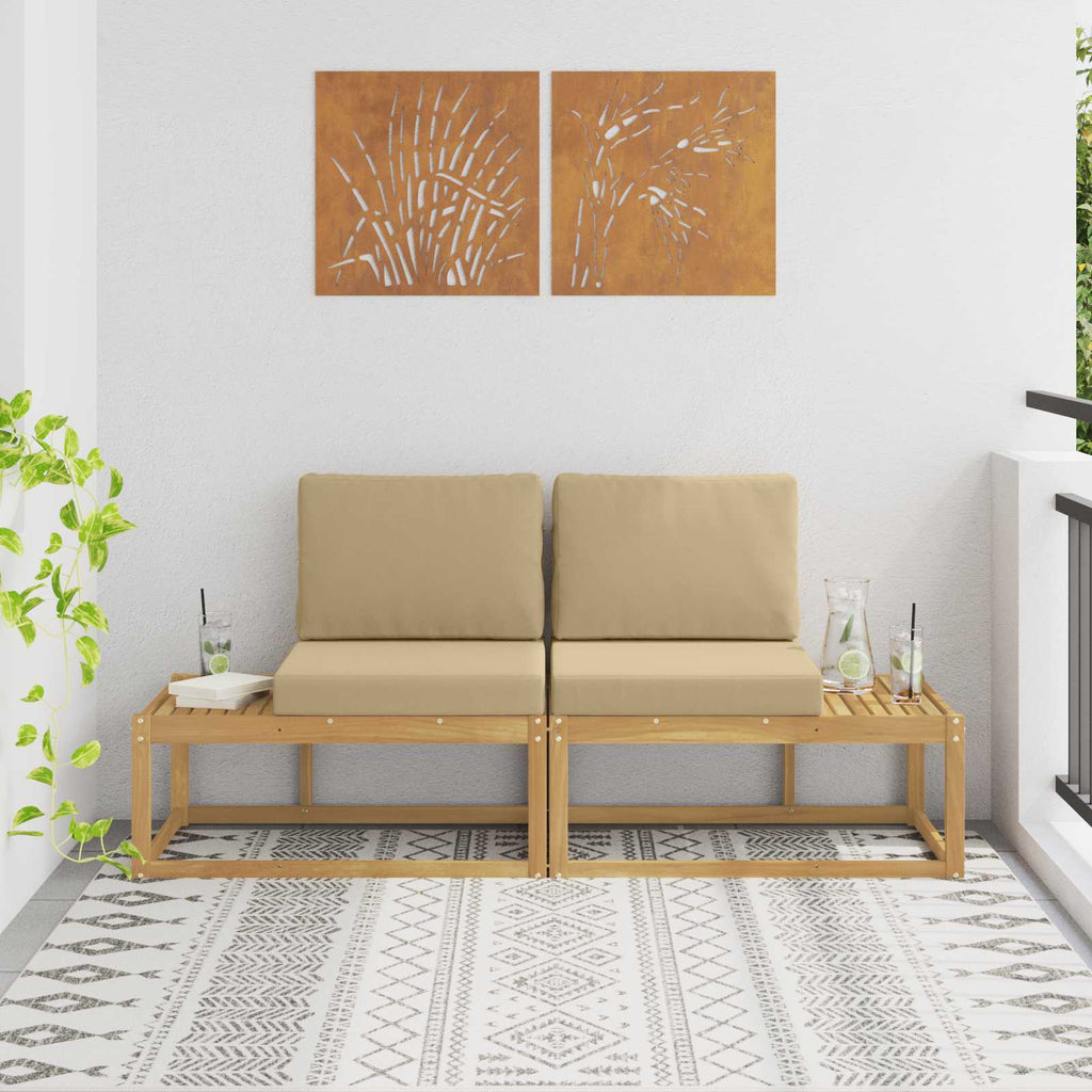 vidaXL Sofa końcowa na zewnątrz 2 Sztuka Biały Lite Drewno Akacji
