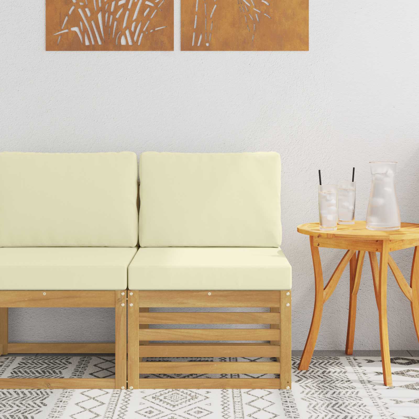 vidaXL Środkowa sofa ogrodowa Lite Drewno Akacji Biały