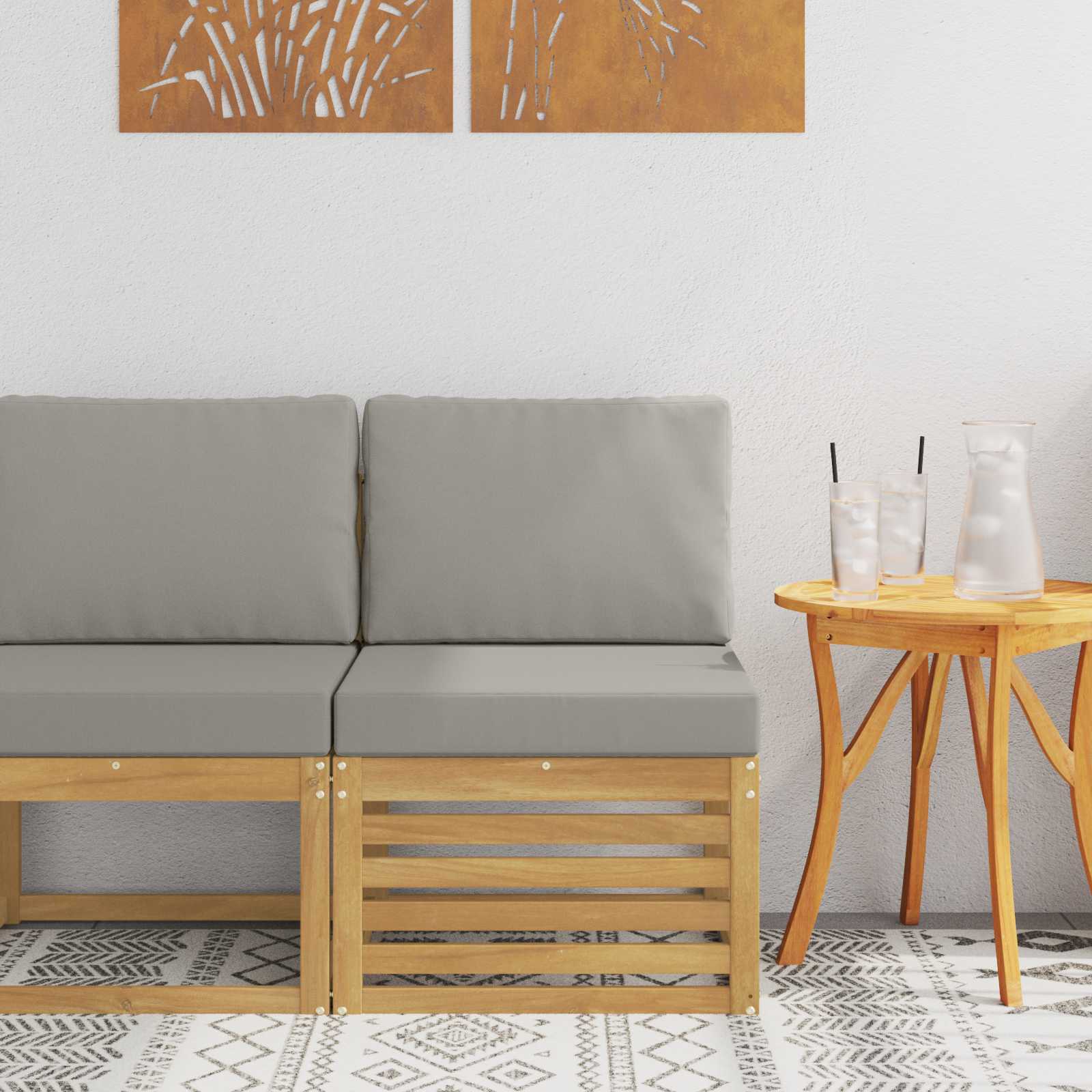 vidaXL Środkowa sofa ogrodowa Lite Drewno Akacji Biały
