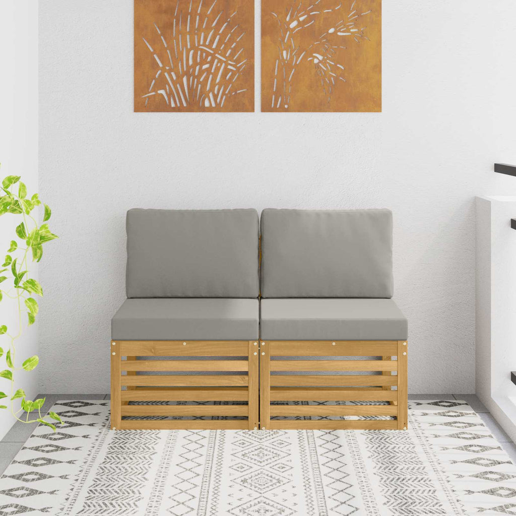 vidaXL 2 Sztuka Środkowa sofa ogrodowa Lite Drewno Akacji Biały