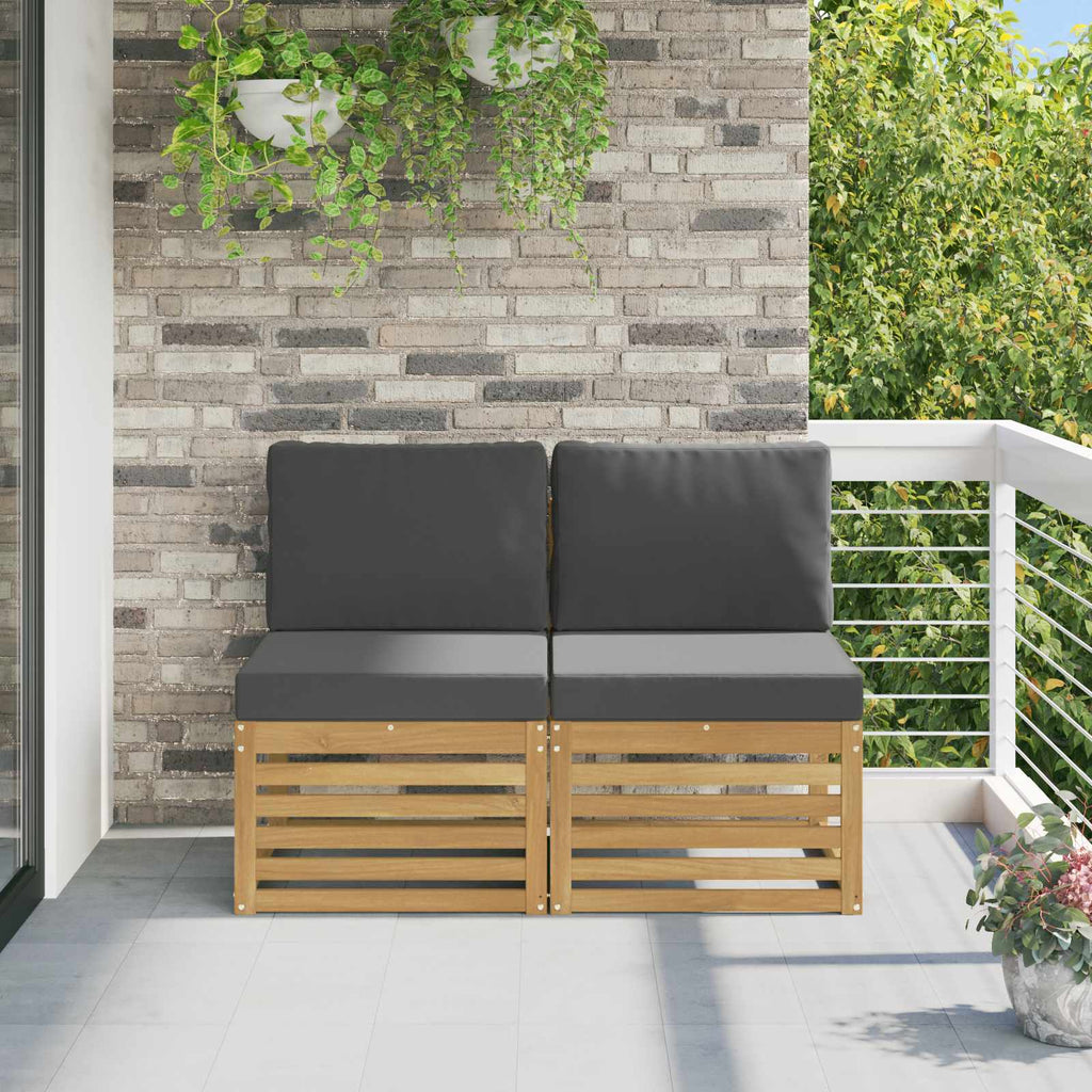 vidaXL 2 Sztuka Środkowa sofa ogrodowa Lite Drewno Akacji Biały