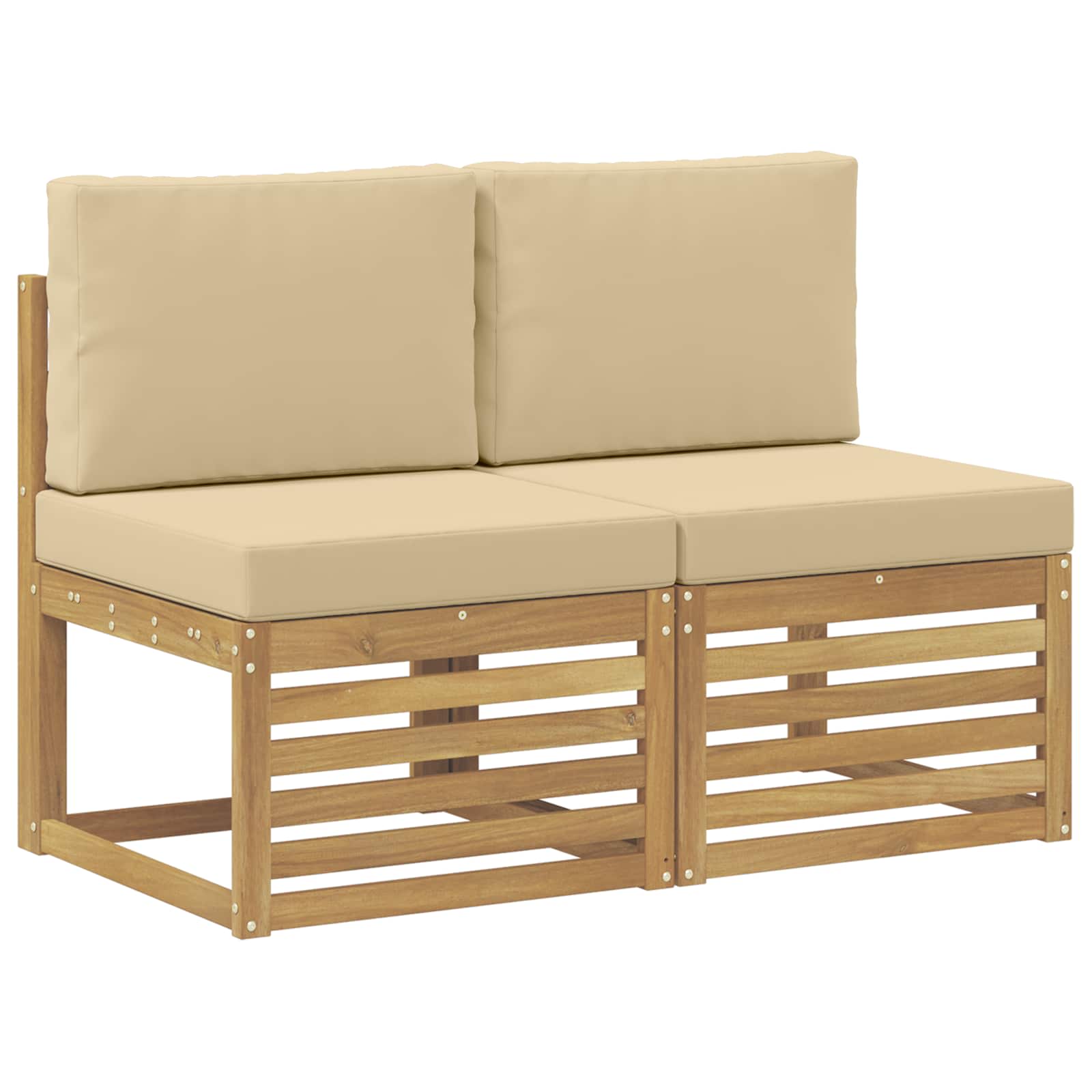 vidaXL 2 Sztuka Środkowa sofa ogrodowa Lite Drewno Akacji Biały