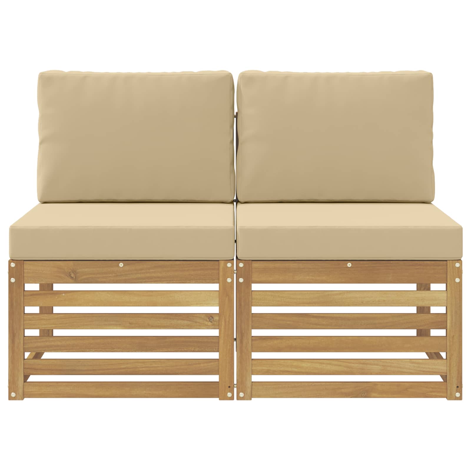 vidaXL 2 Sztuka Środkowa sofa ogrodowa Lite Drewno Akacji Biały