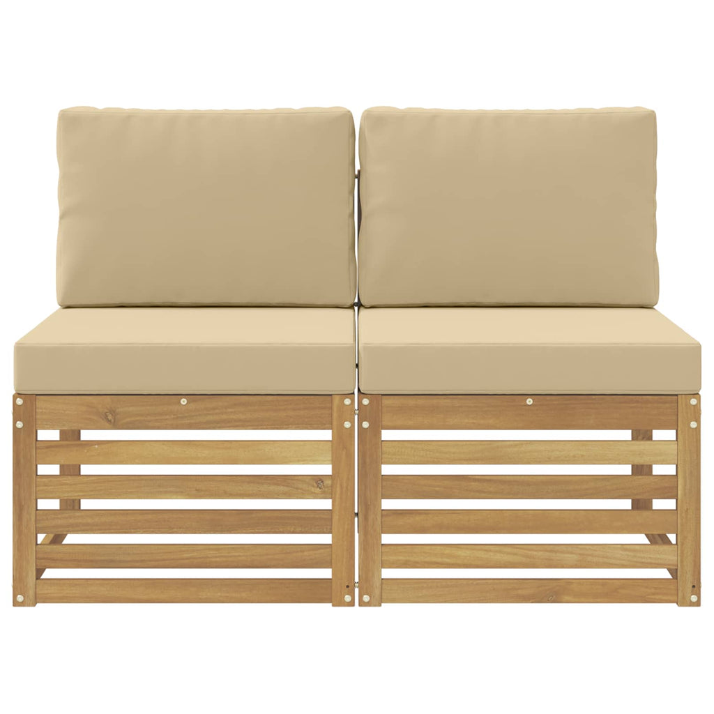 vidaXL 2 Sztuka Środkowa sofa ogrodowa Lite Drewno Akacji Biały