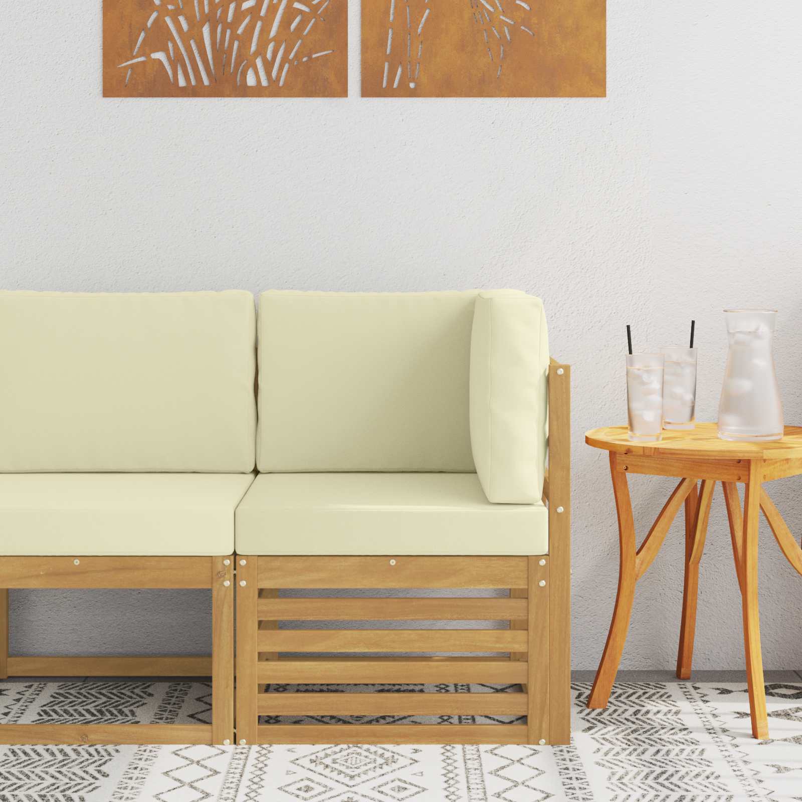 vidaXL Sofa narożna na zewnątrz Lite Drewno Akacji Biały