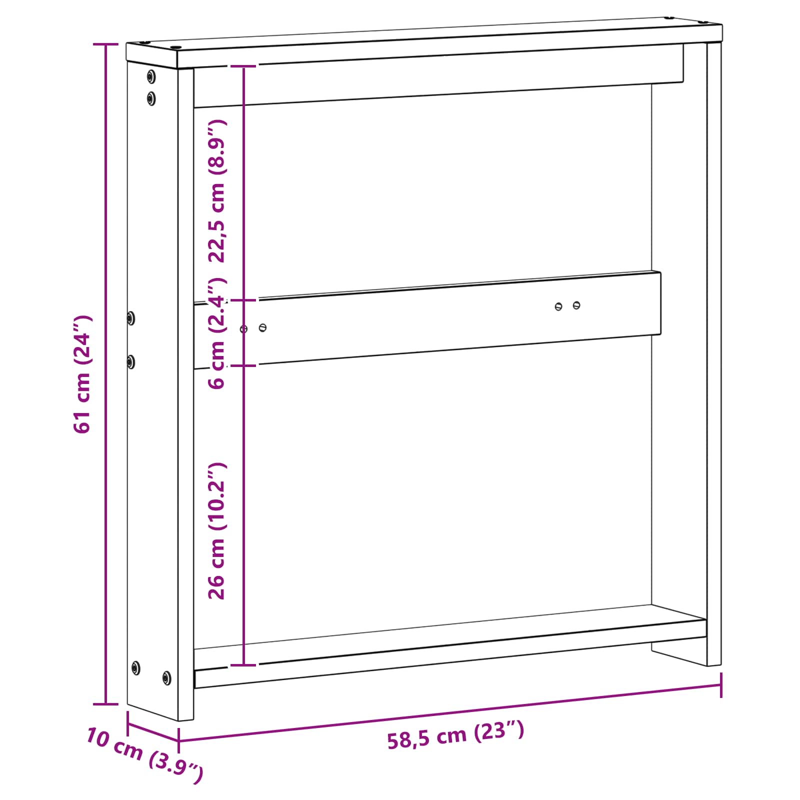vidaXL Moduł podłokietników 2 pcs Biały 58,5 x 10 x 61 cm