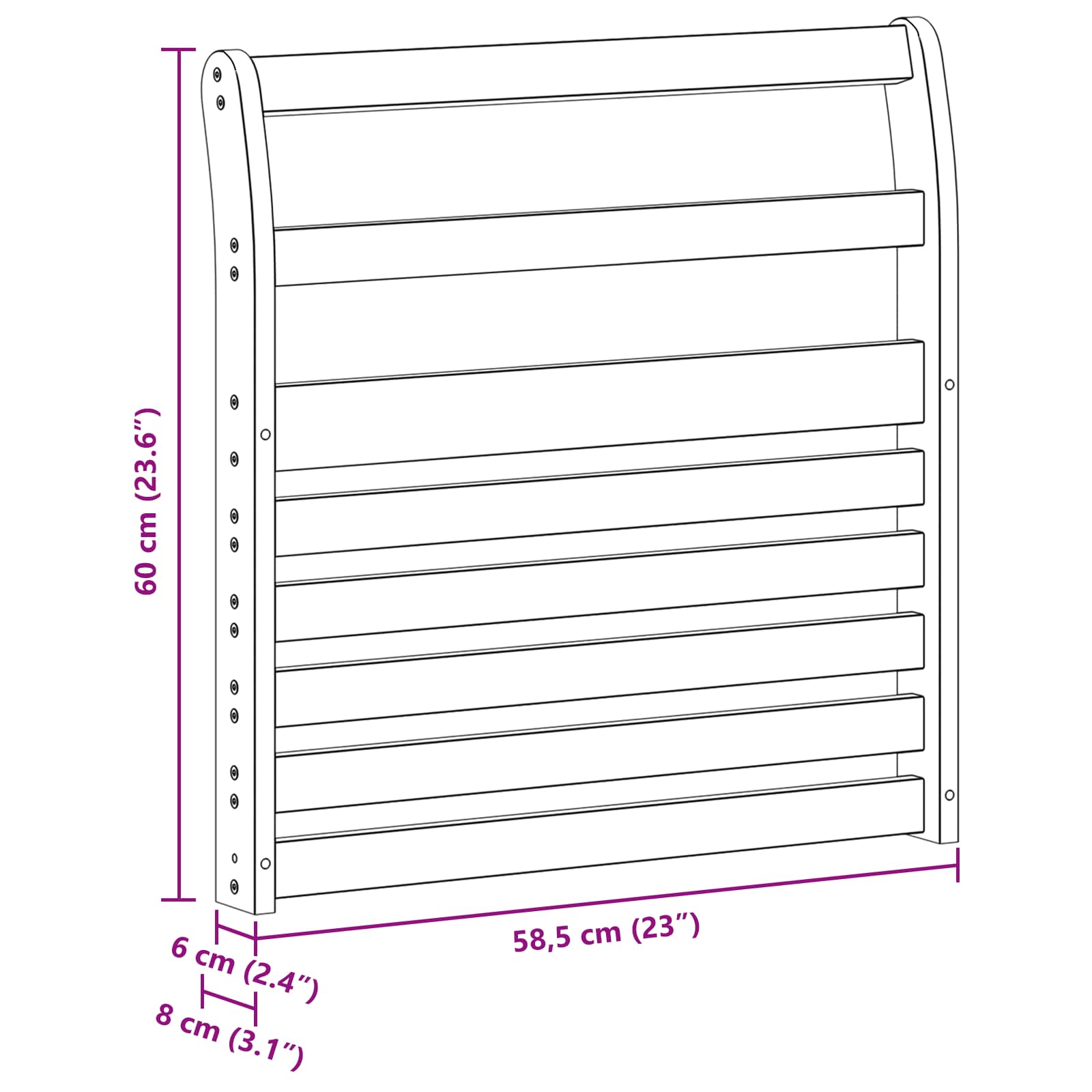 vidaXL Moduł podłokietników 2 pcs Biały 58,5 x 8 x 60 cm