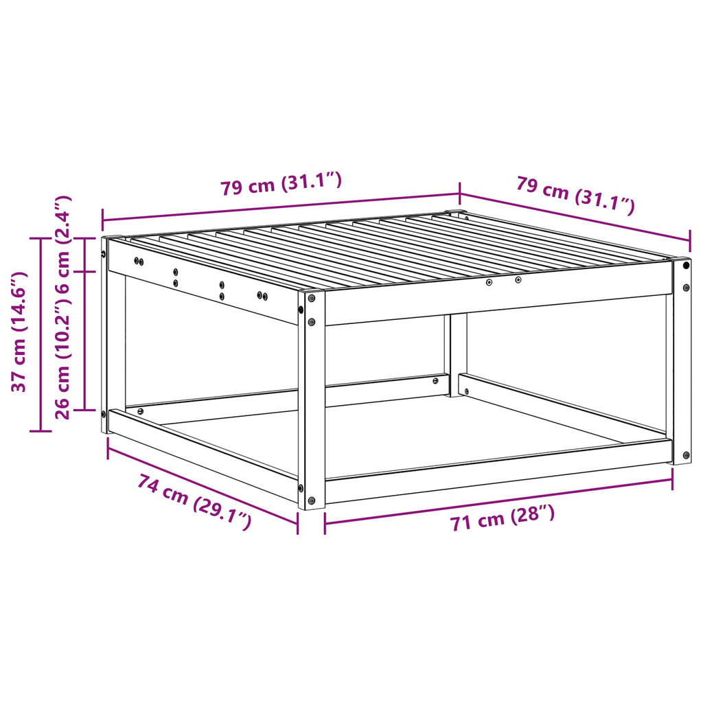 vidaXL Pufa na zewnątrz Lite Drewno Akacji Biały 79 x 79 x 37 cm