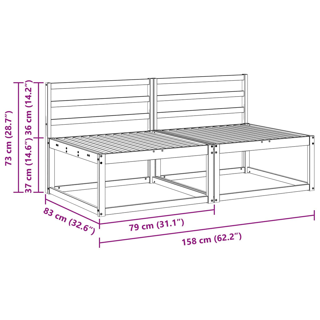 vidaXL Środkowa sofa ogrodowa Biały 158 x 83 x 73 cm