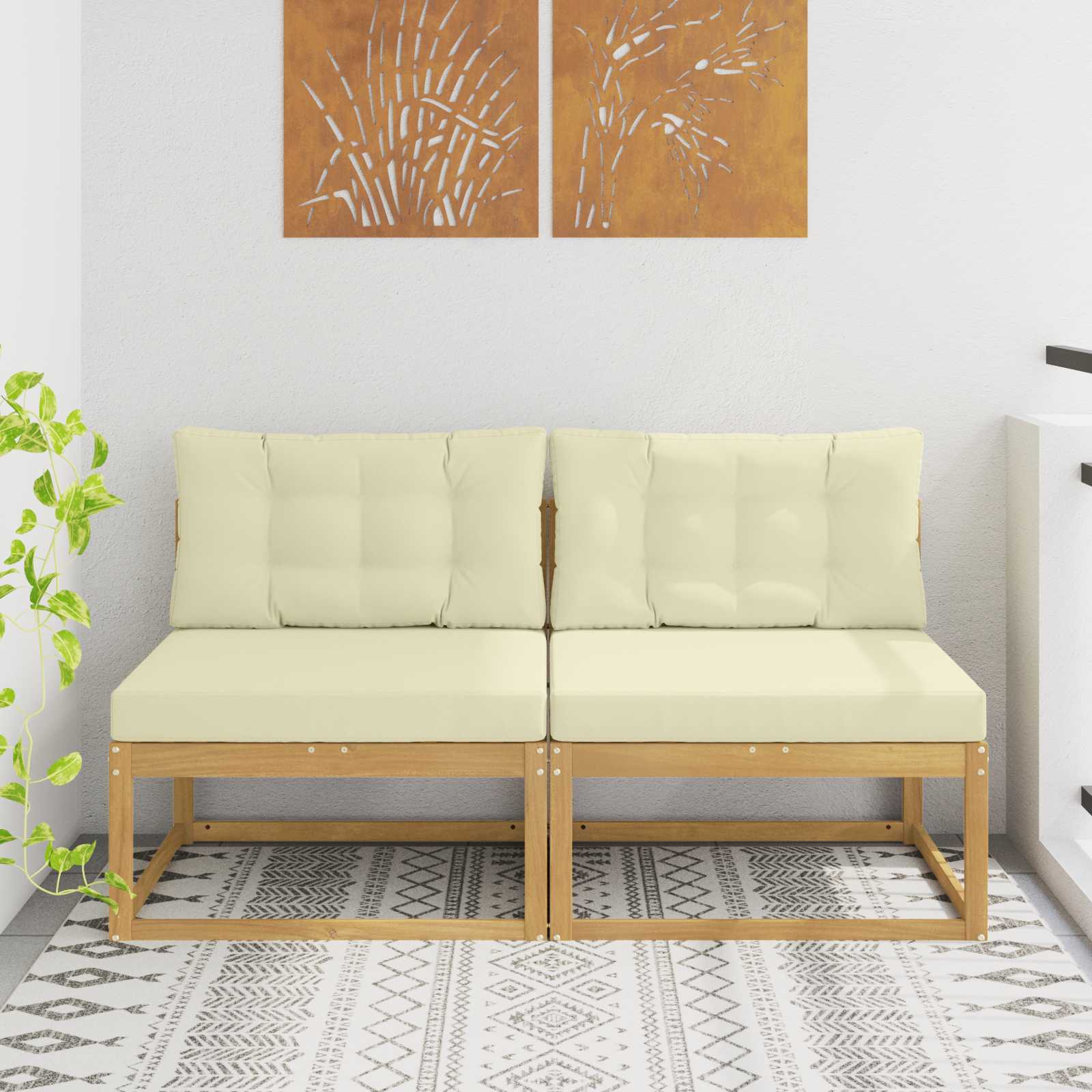 vidaXL 2 Sztuka Środkowa sofa ogrodowa Poliester Biały