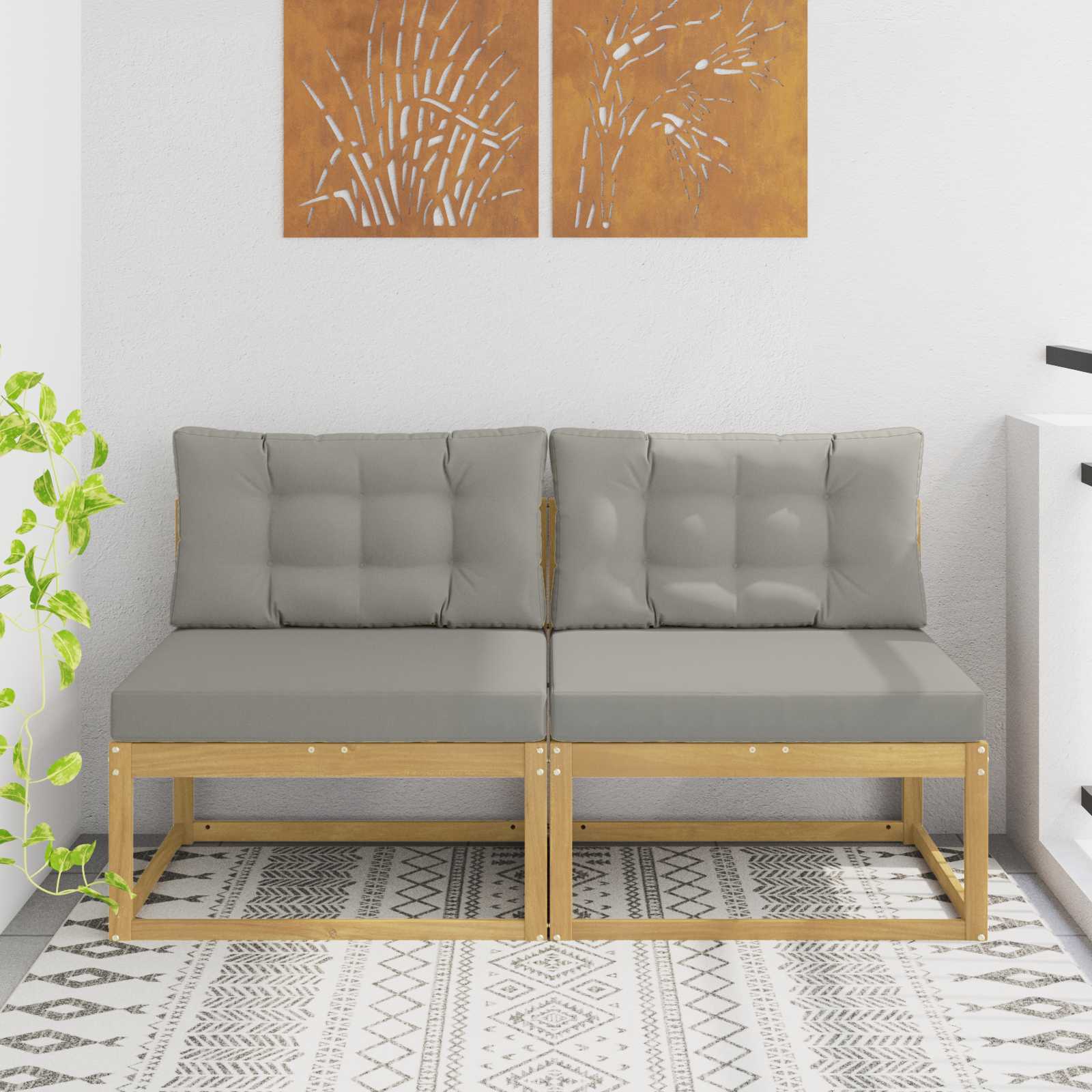 vidaXL 2 Sztuka Środkowa sofa ogrodowa Poliester Biały