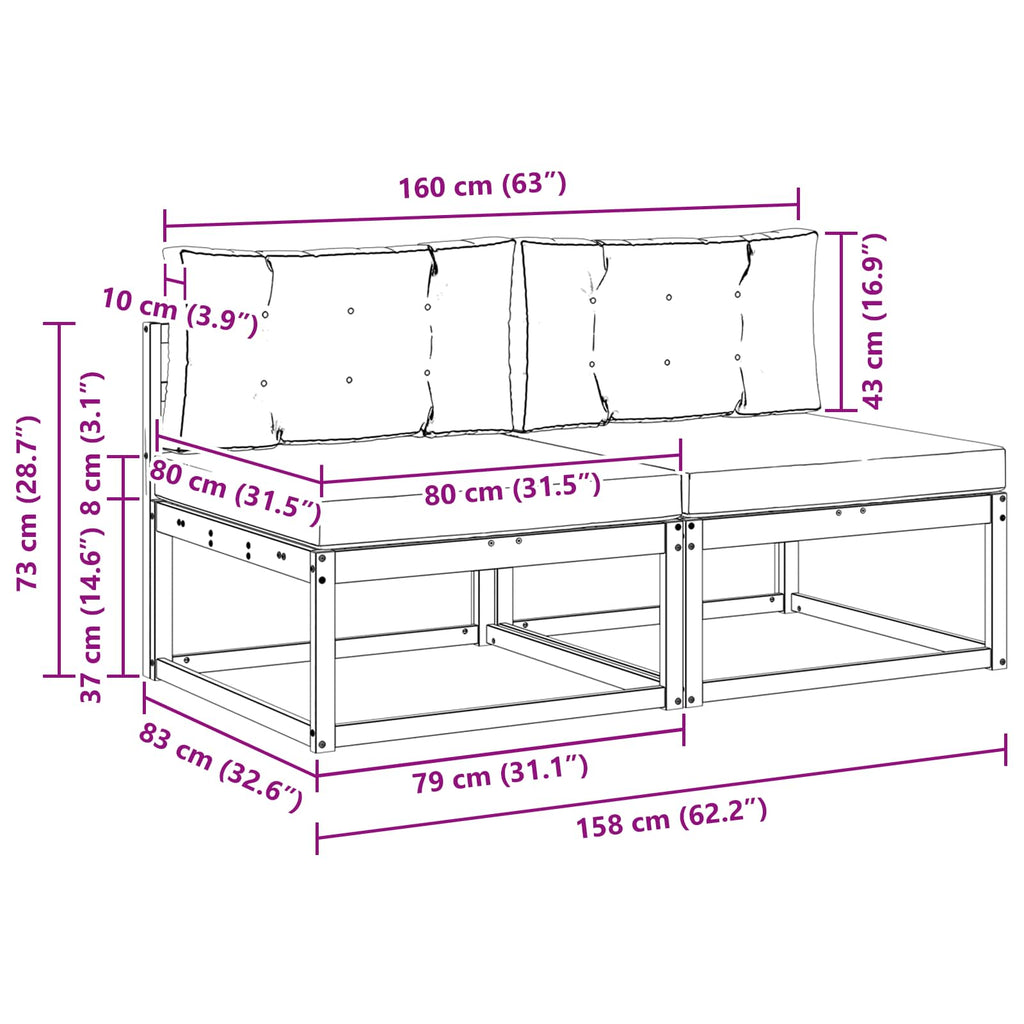 vidaXL 2 Sztuka Środkowa sofa ogrodowa Poliester Biały