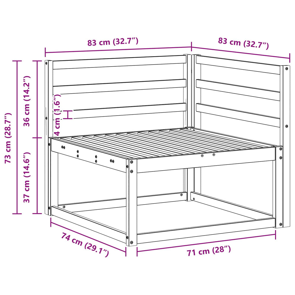 vidaXL Sofa narożna na zewnątrz Biały 83 x 83 x 73 cm