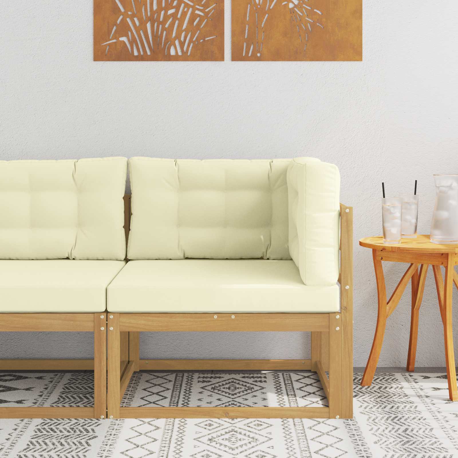vidaXL Sofa narożna na zewnątrz Poliester Biały