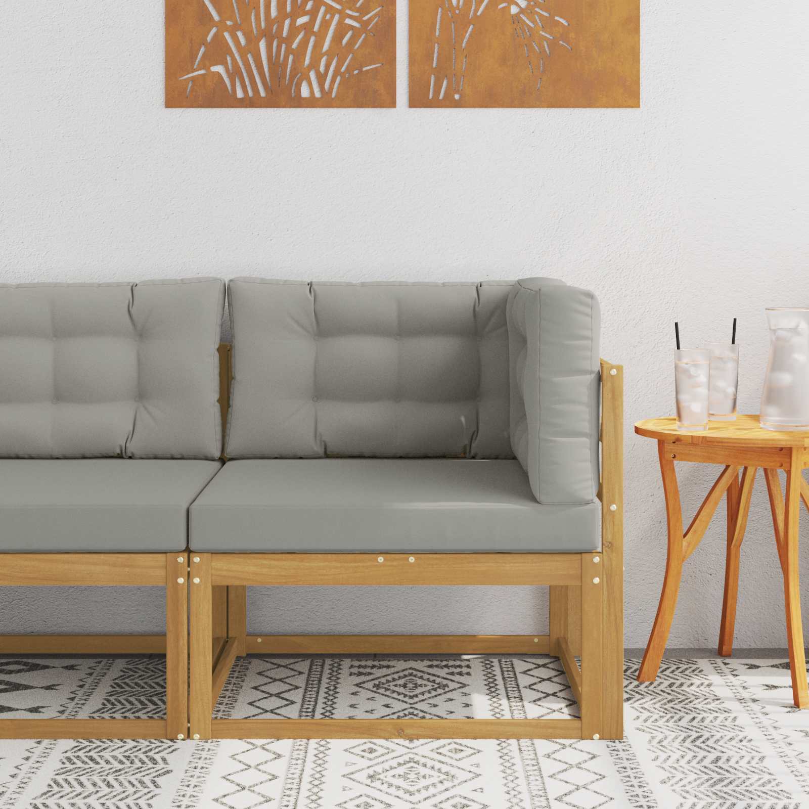 vidaXL Sofa narożna na zewnątrz Poliester Biały