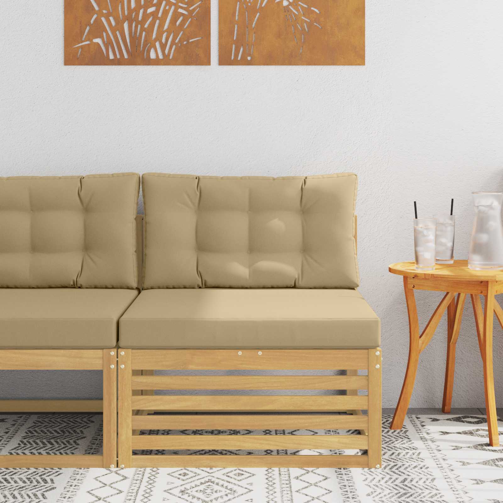vidaXL Środkowa sofa ogrodowa Lite Drewno Akacji Biały