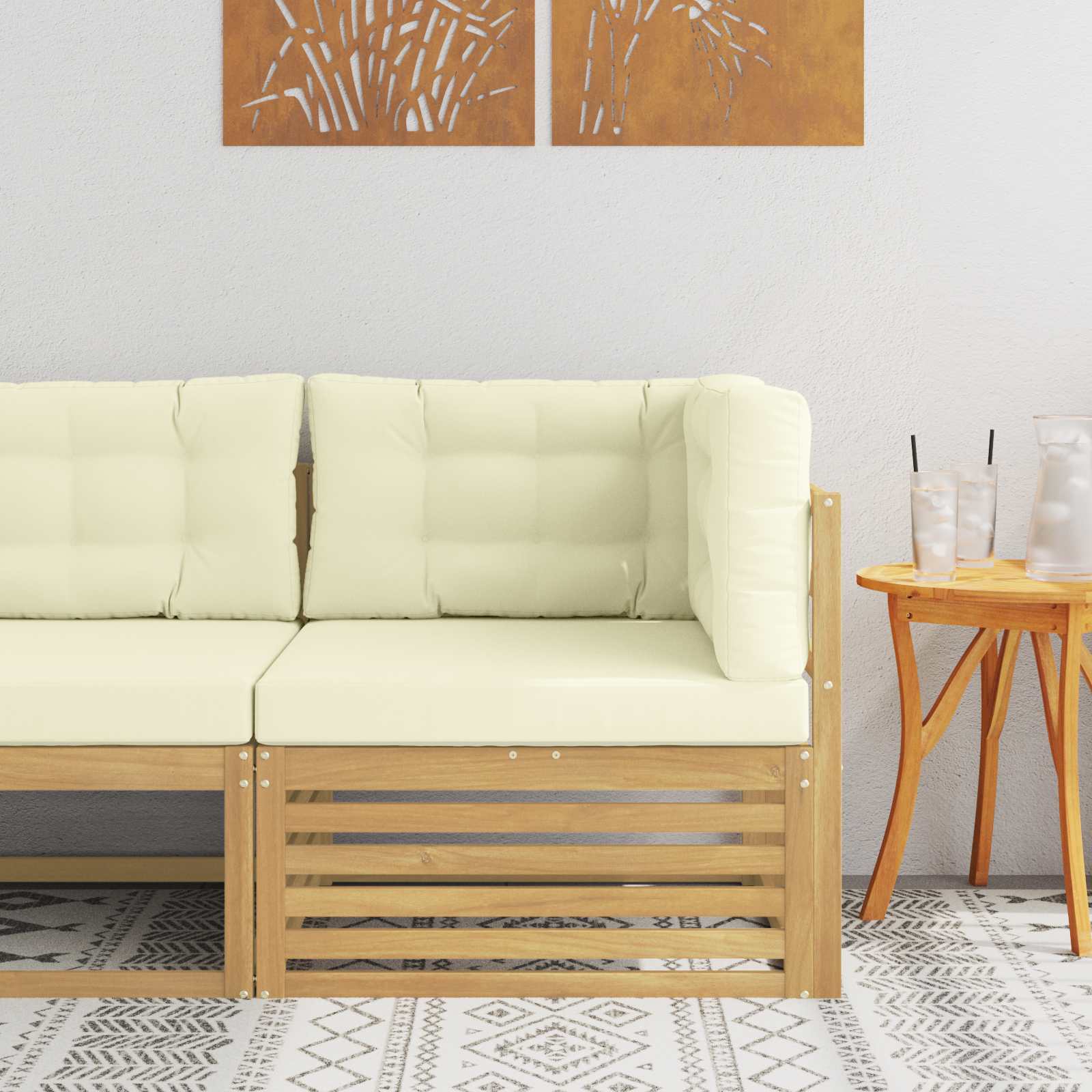 vidaXL Sofa narożna na zewnątrz Lite Drewno Akacji Biały