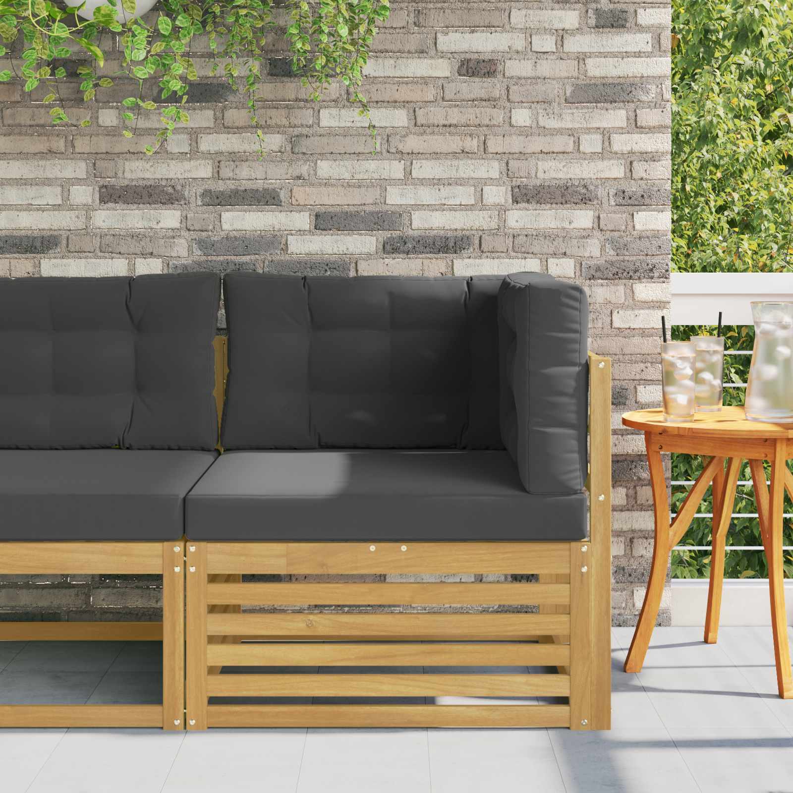 vidaXL Sofa narożna na zewnątrz Lite Drewno Akacji Biały