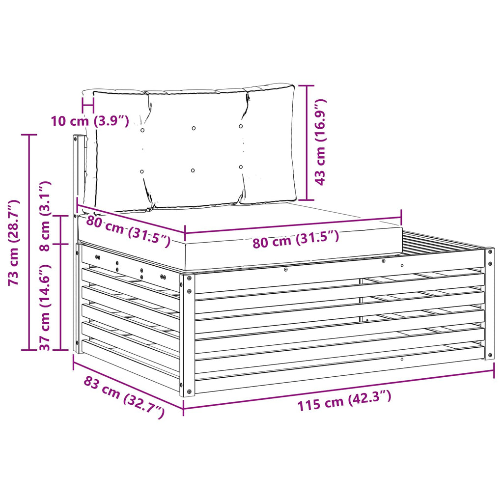 vidaXL Sofa końcowa na zewnątrz z poduszką Biały 115 x 83 x 73 cm