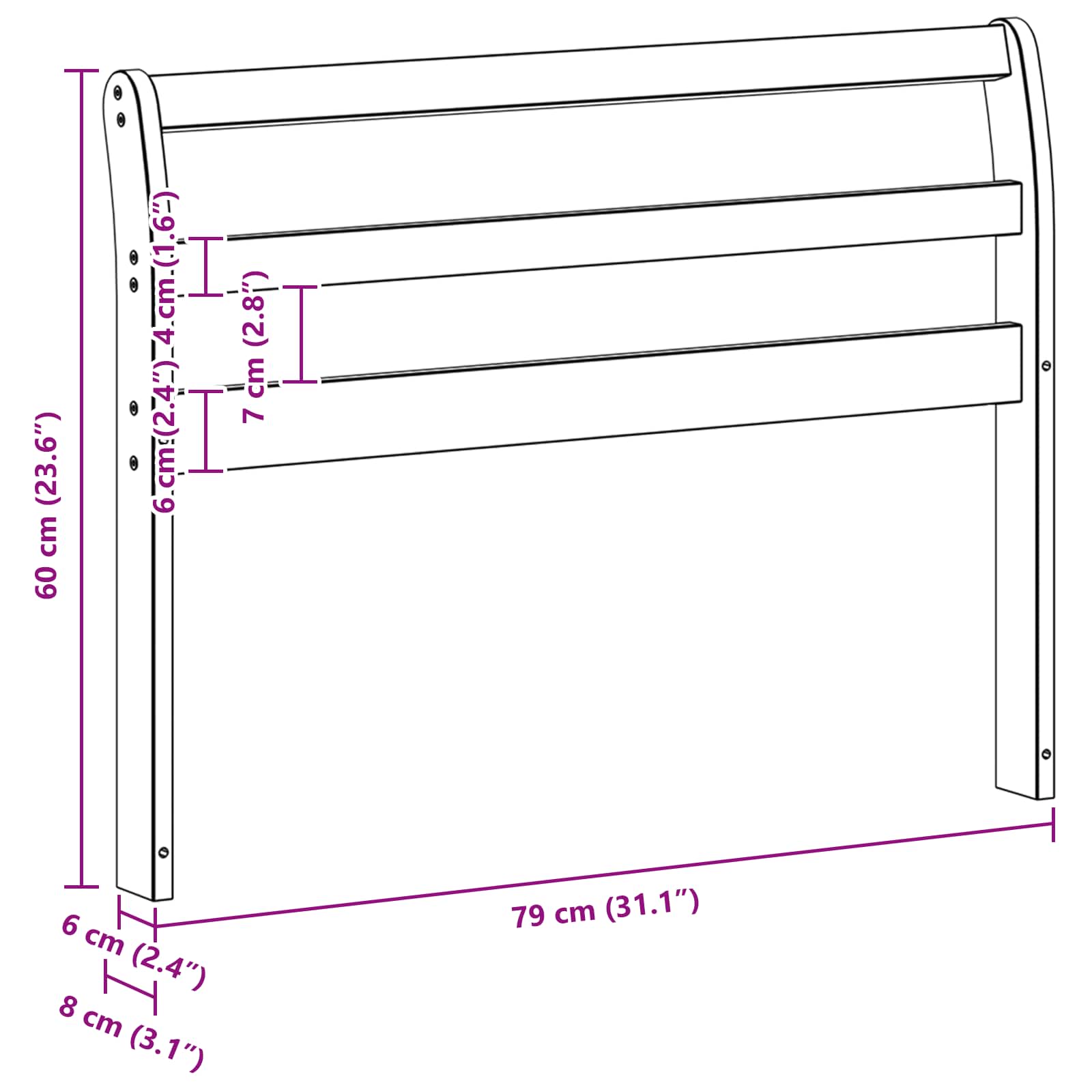 vidaXL Moduł podłokietników 2 pcs Biały 78,5 x 8,5 x 60 cm