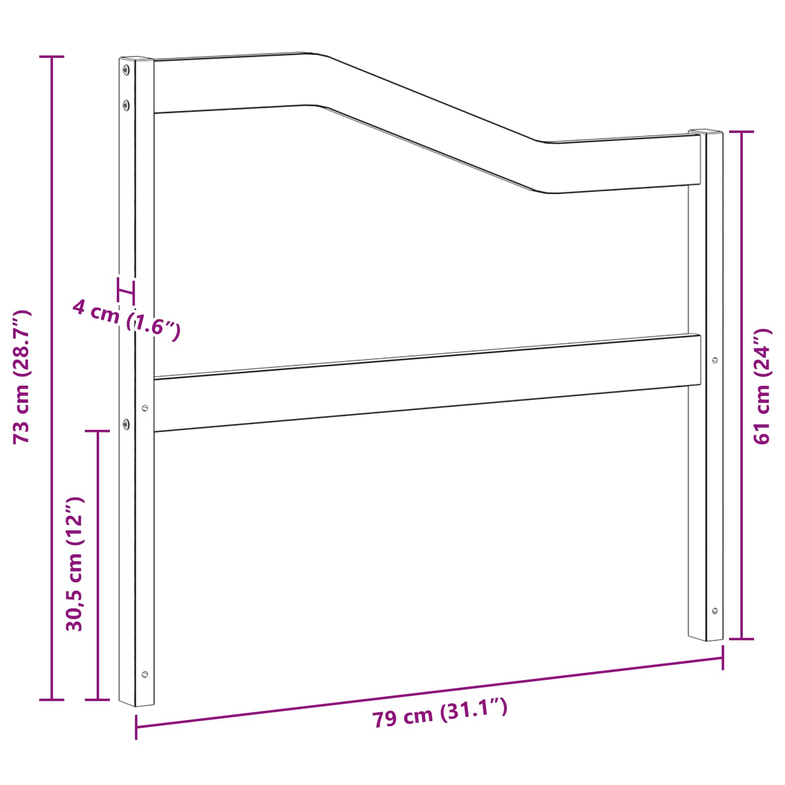 vidaXL Moduł podłokietników 2 pcs Biały 79 x 4 x 73 cm