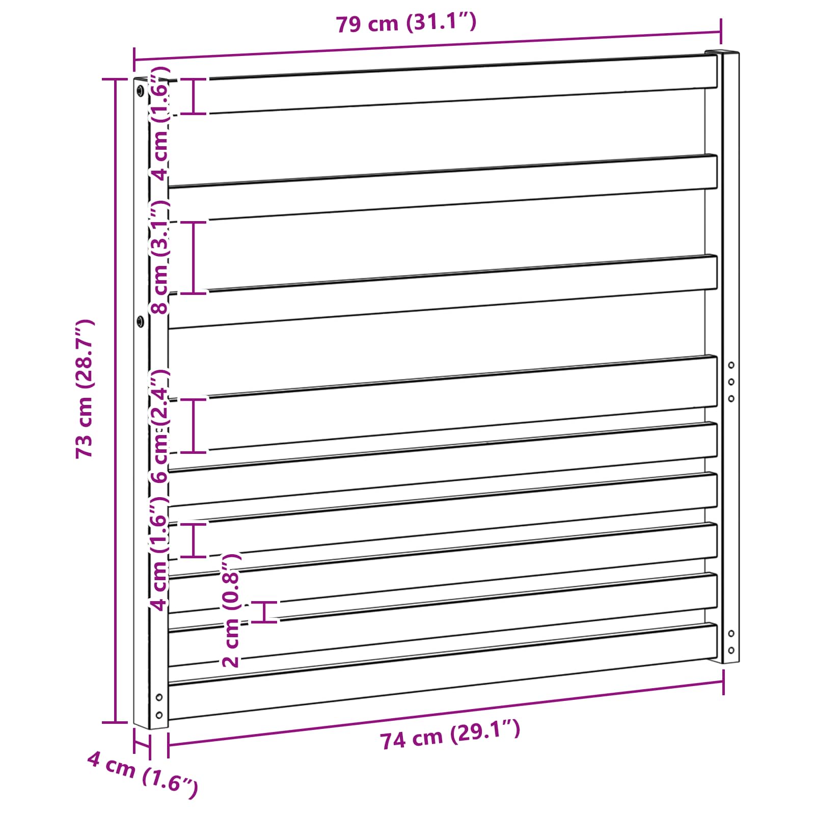 vidaXL Moduł podłokietników 2 pcs Biały 79 x 4 x 73 cm