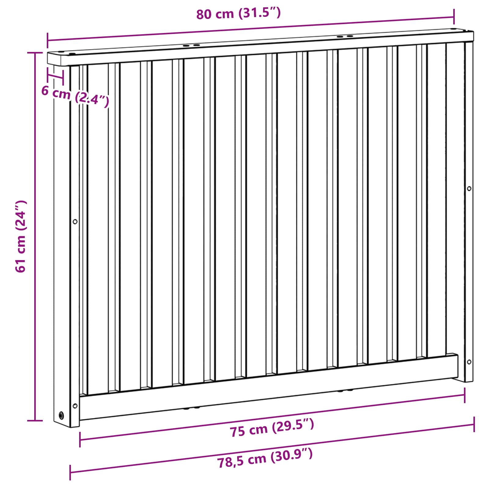 vidaXL Moduł podłokietników 2 pcs Biały 80 x 6 x 61 cm
