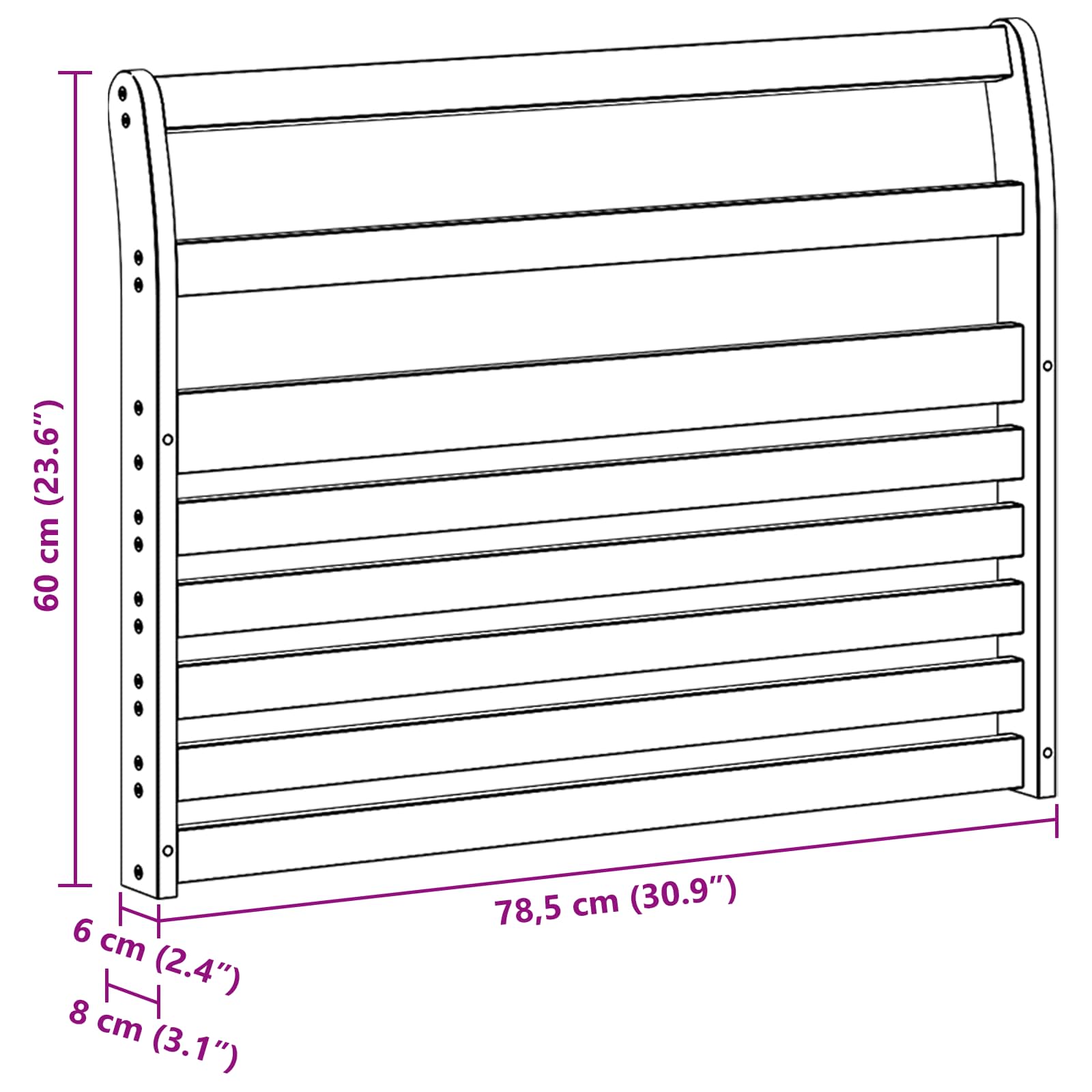 vidaXL Moduł podłokietników 2 pcs Biały 78,5 x 8,5 x 60 cm