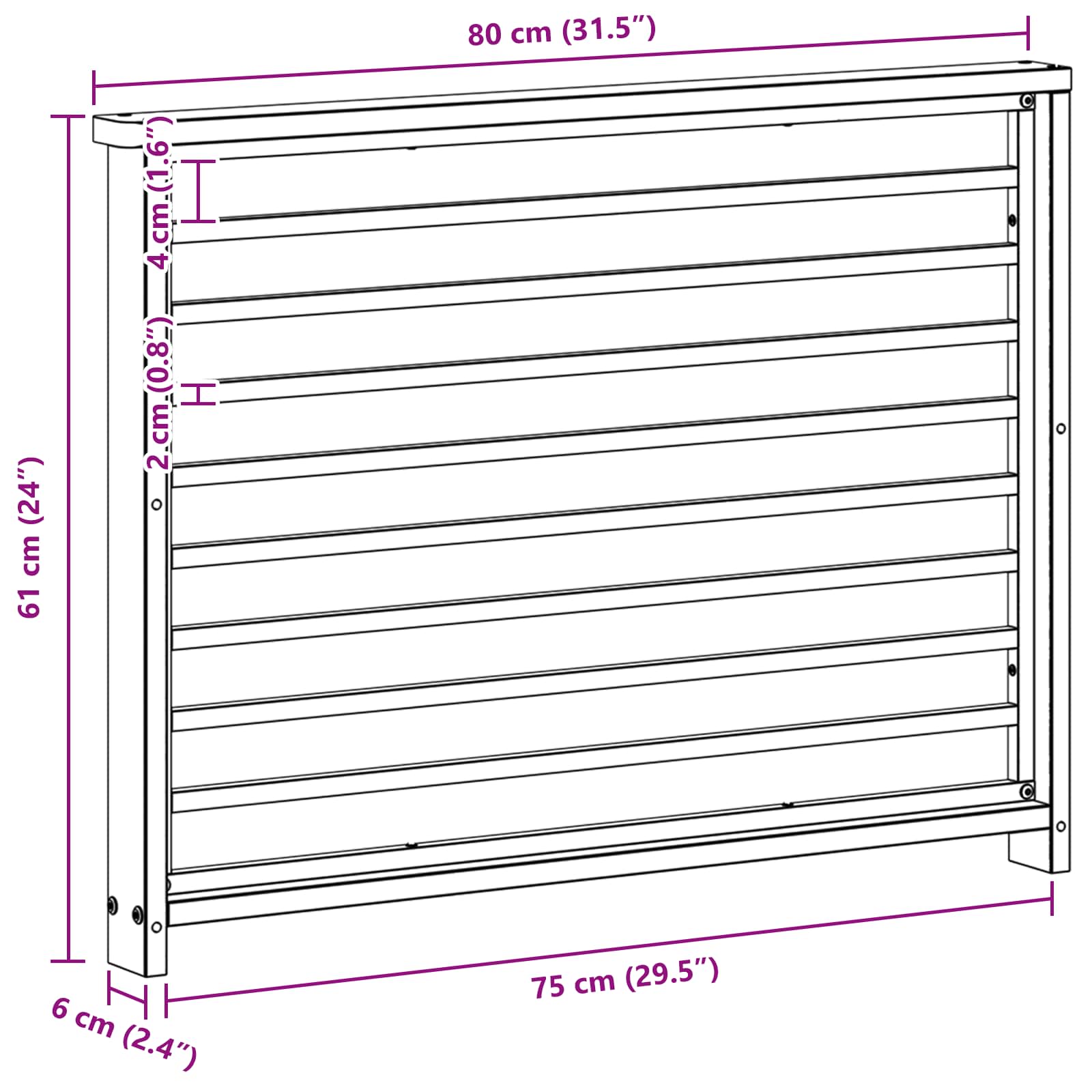 vidaXL Moduł podłokietników 2 pcs Biały 80 x 6 x 61 cm