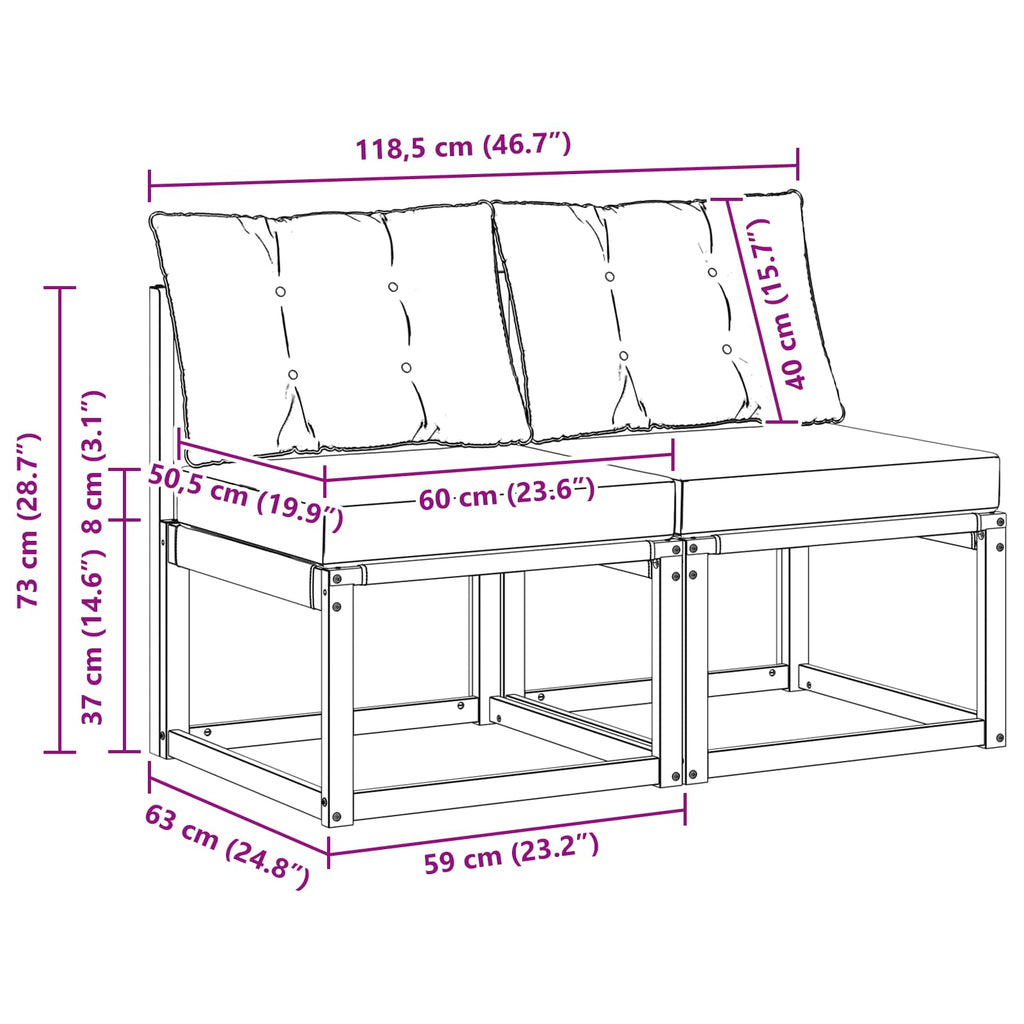 vidaXL 2 Sztuka Środkowa sofa ogrodowa