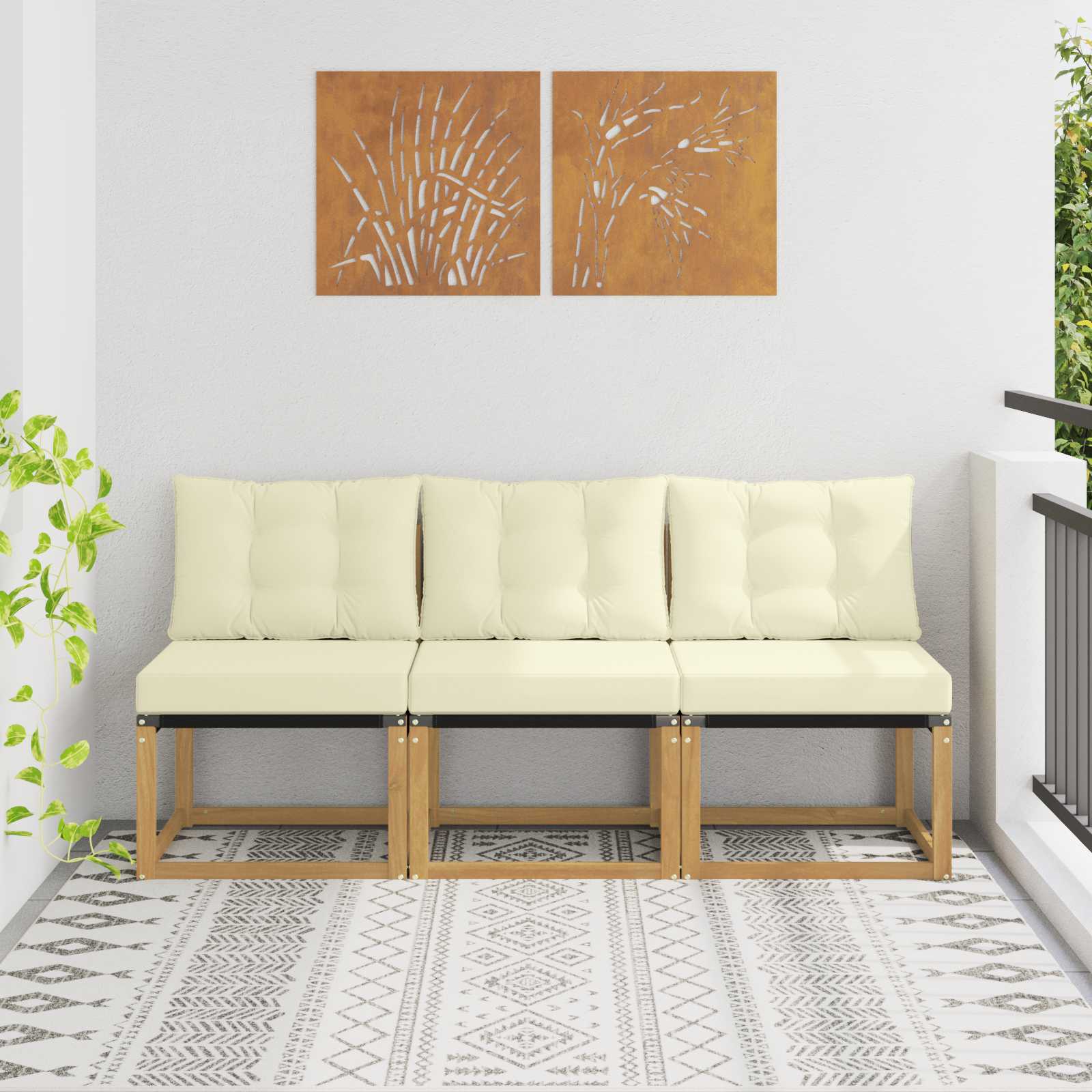 vidaXL 3 Sztuka Środkowa sofa ogrodowa
