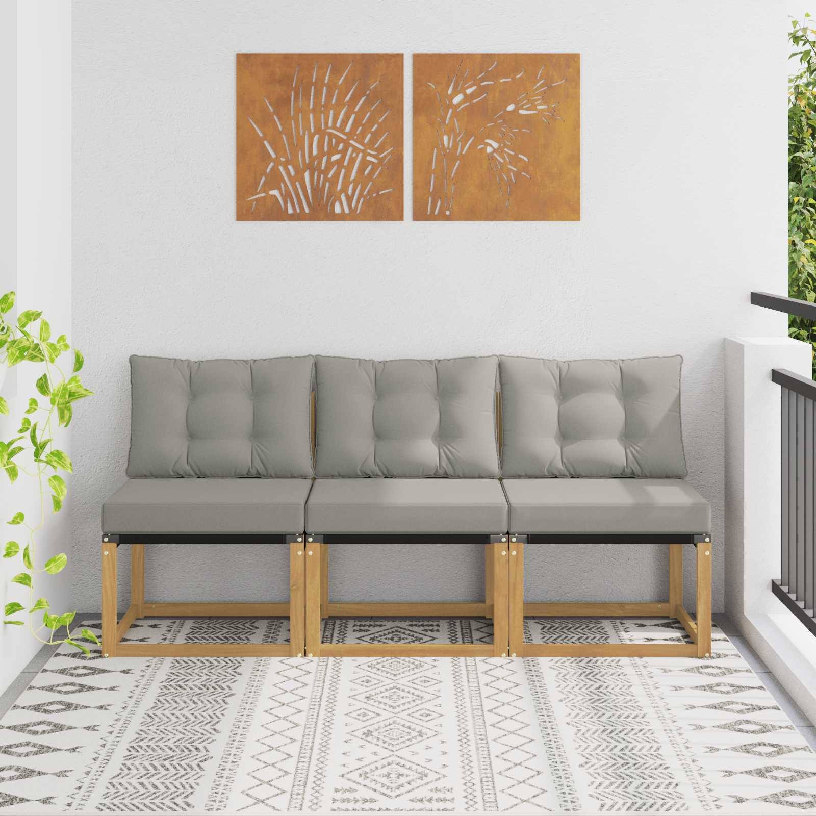vidaXL 3 Sztuka Środkowa sofa ogrodowa