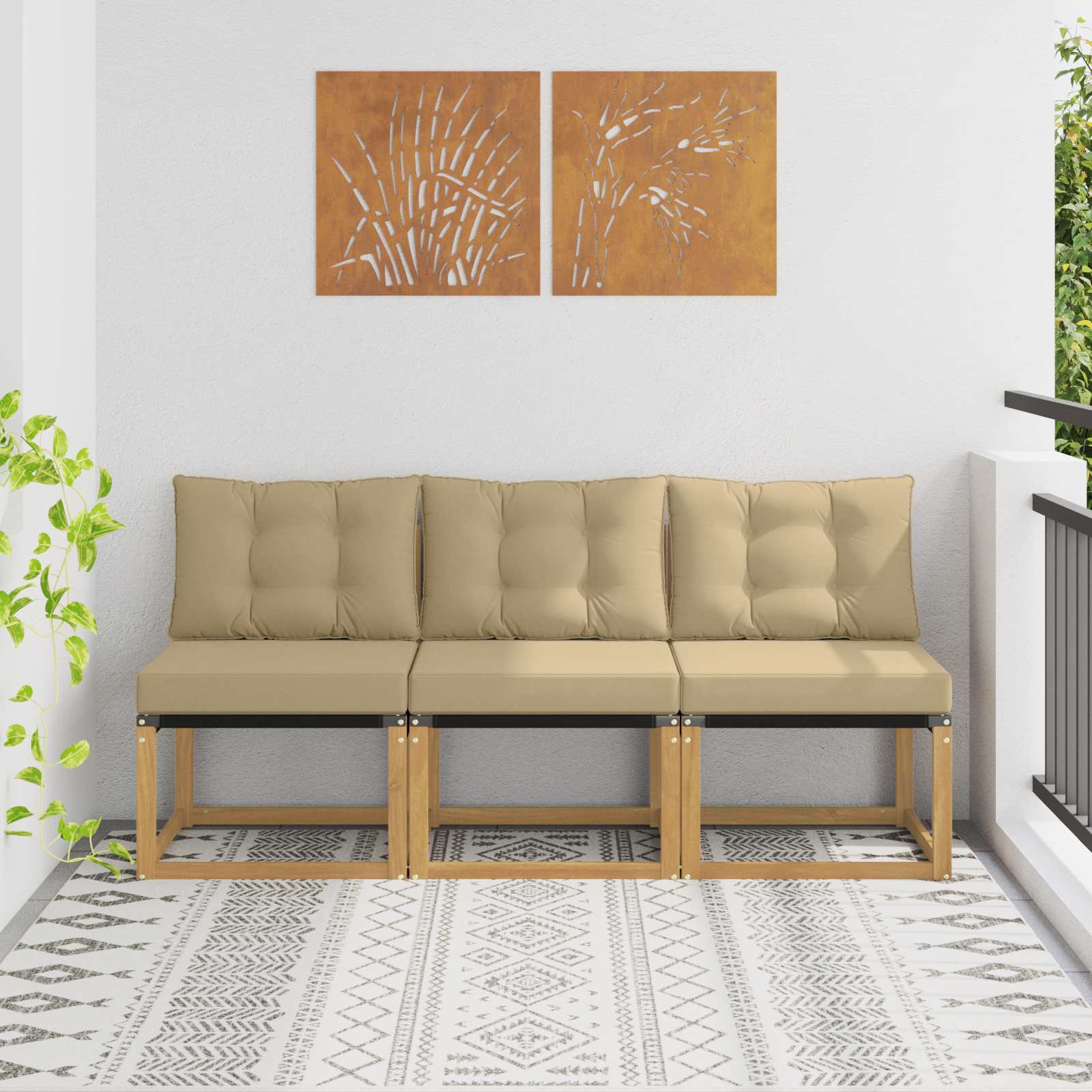 vidaXL 3 Sztuka Środkowa sofa ogrodowa