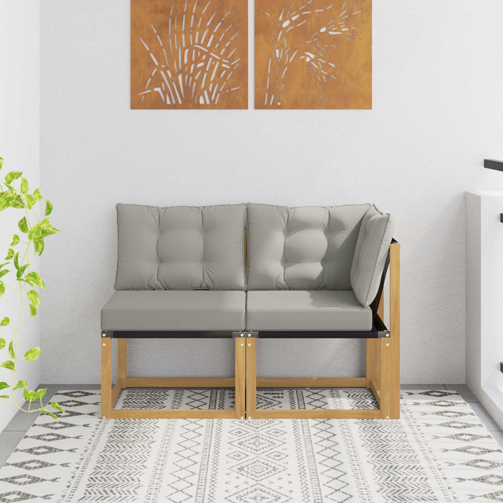 vidaXL Modułowa sofa na zewnątrz z poduszką 2 Sztuka Biały