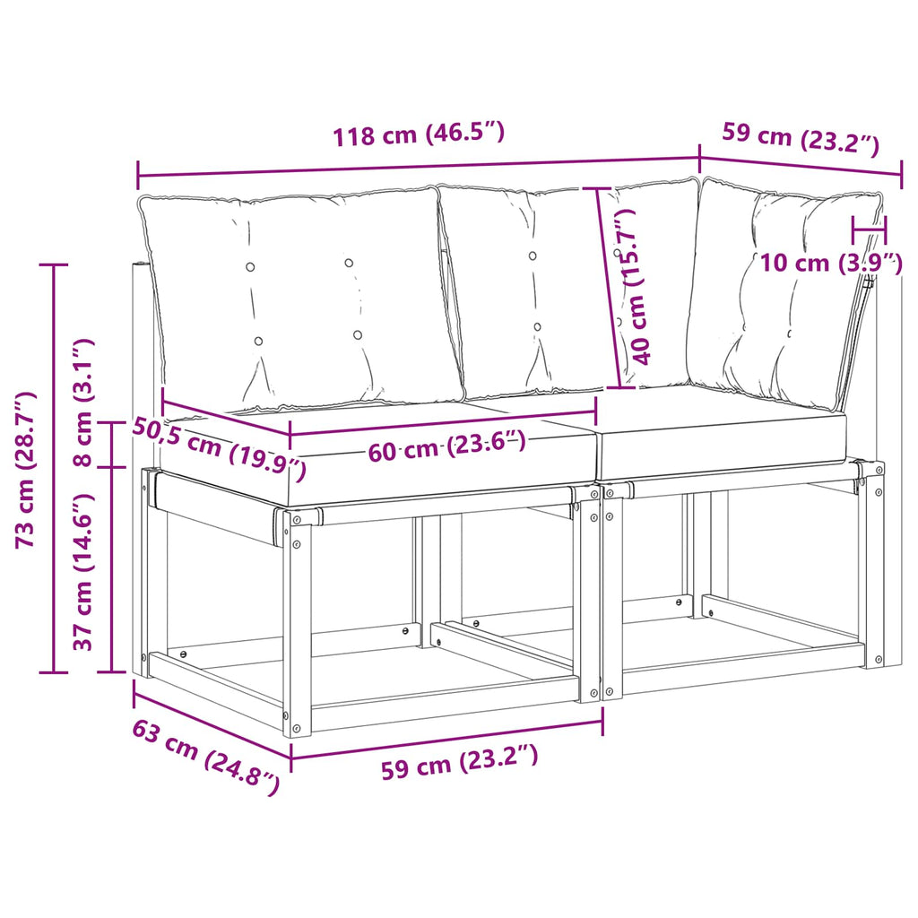 vidaXL Modułowa sofa na zewnątrz z poduszką 2 Sztuka Biały
