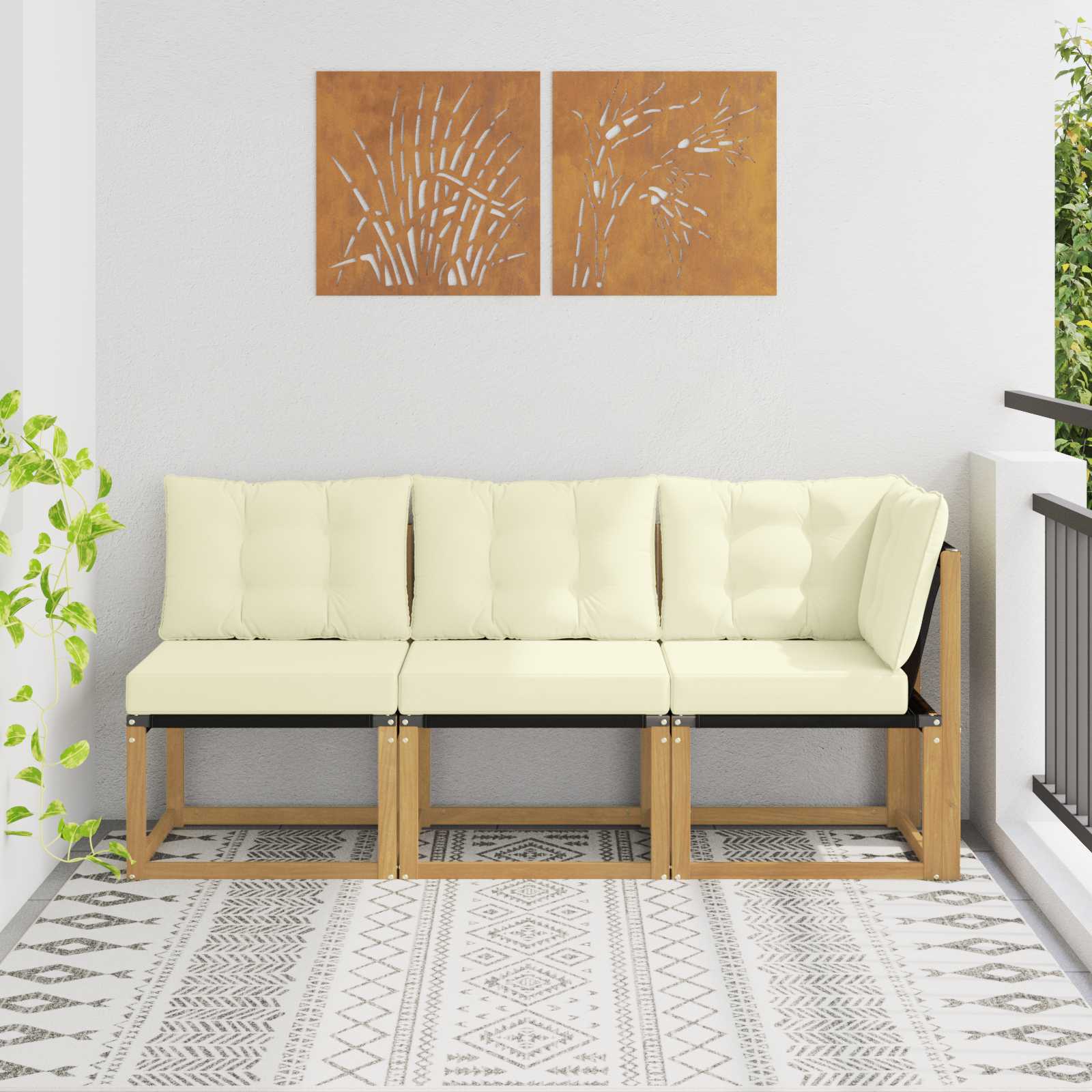 vidaXL Modułowa sofa na zewnątrz z poduszką 3 Sztuka Biały