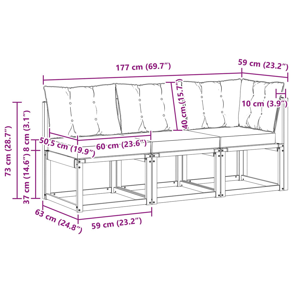 vidaXL Modułowa sofa na zewnątrz z poduszką 3 Sztuka Biały