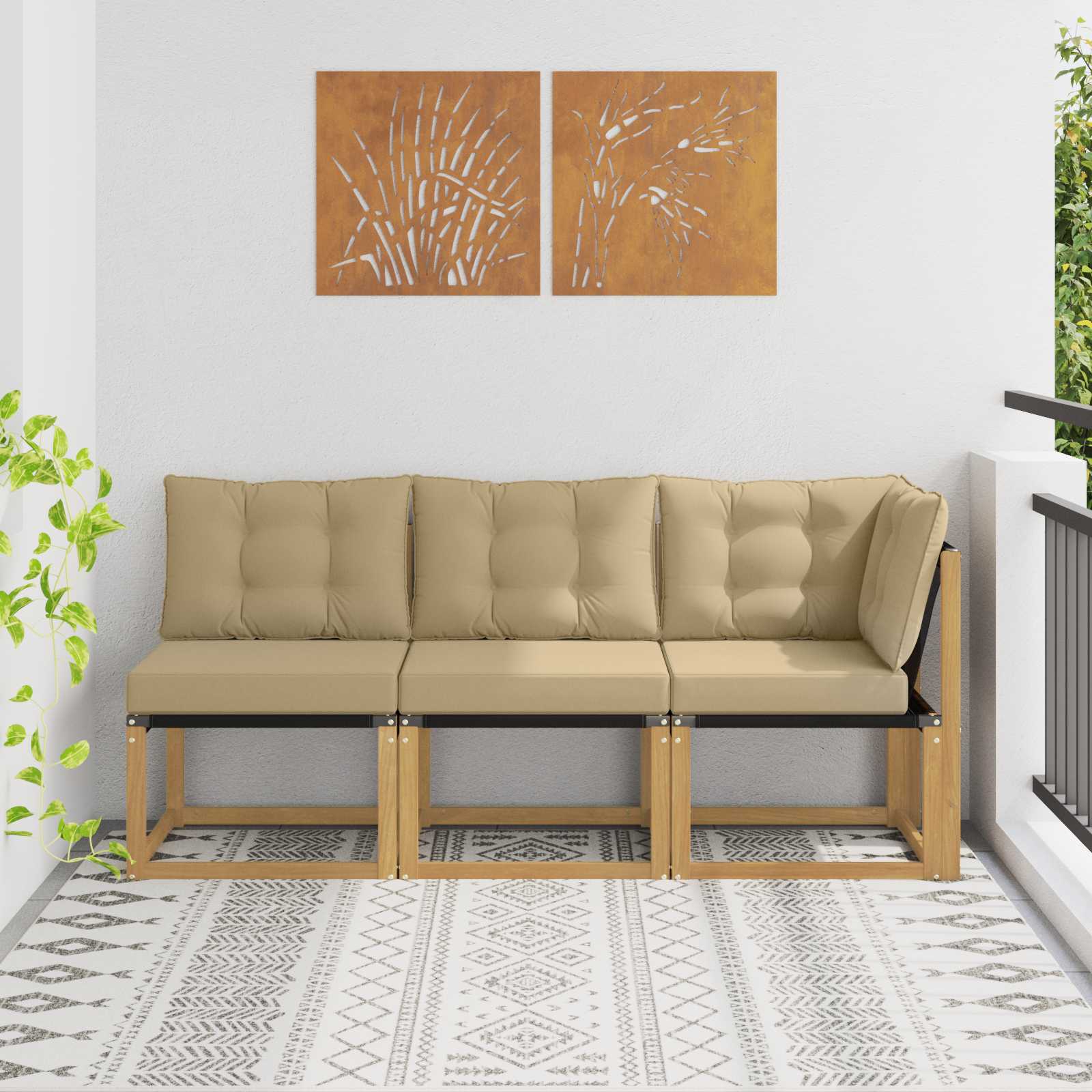 vidaXL Modułowa sofa na zewnątrz z poduszką 3 Sztuka Biały