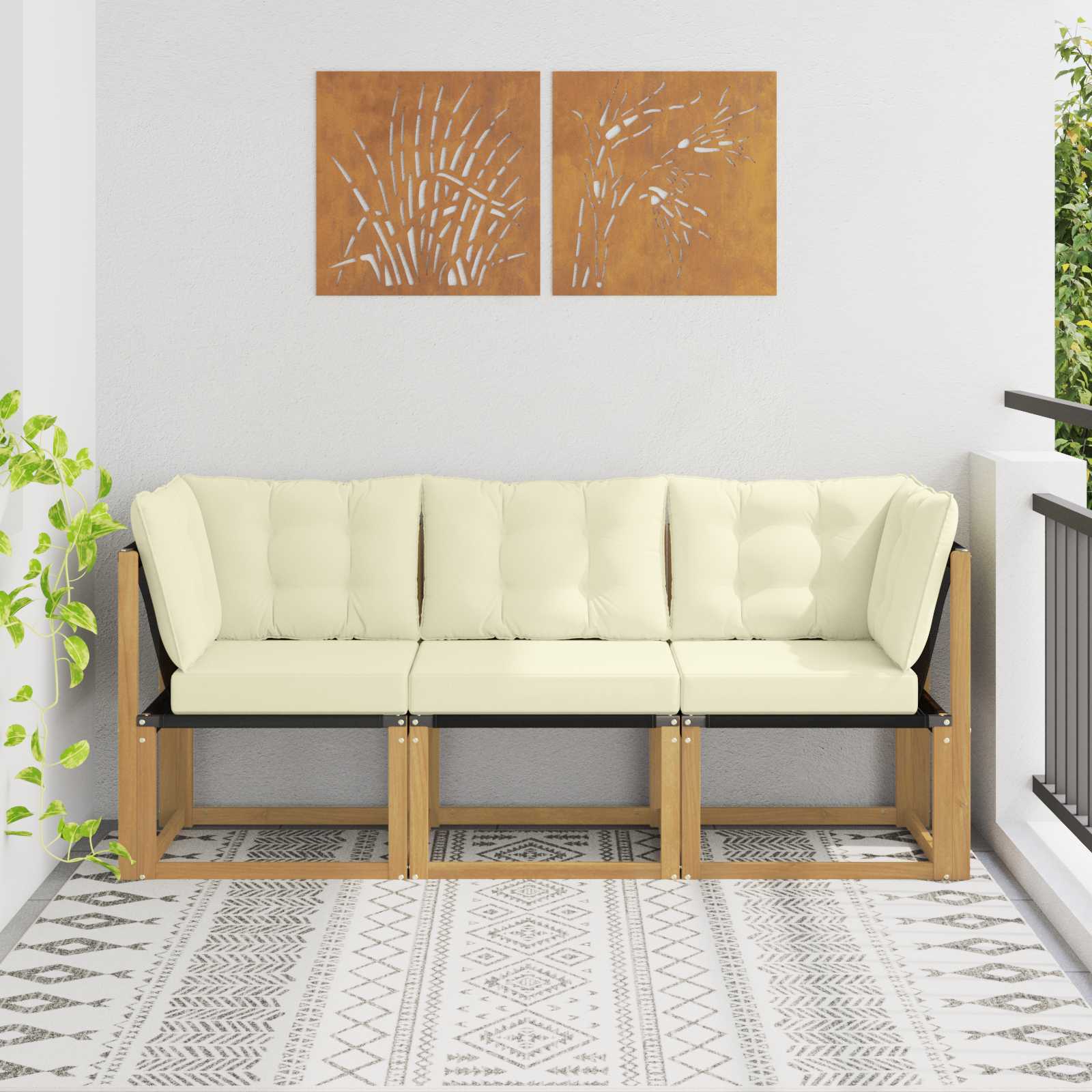 vidaXL Modułowa sofa na zewnątrz z poduszką 3 Sztuka Biały