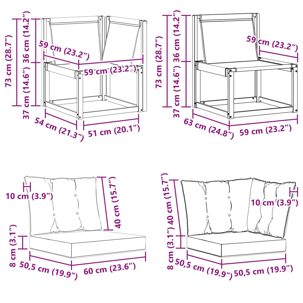 vidaXL Modułowa sofa na zewnątrz z poduszką 3 Sztuka Biały