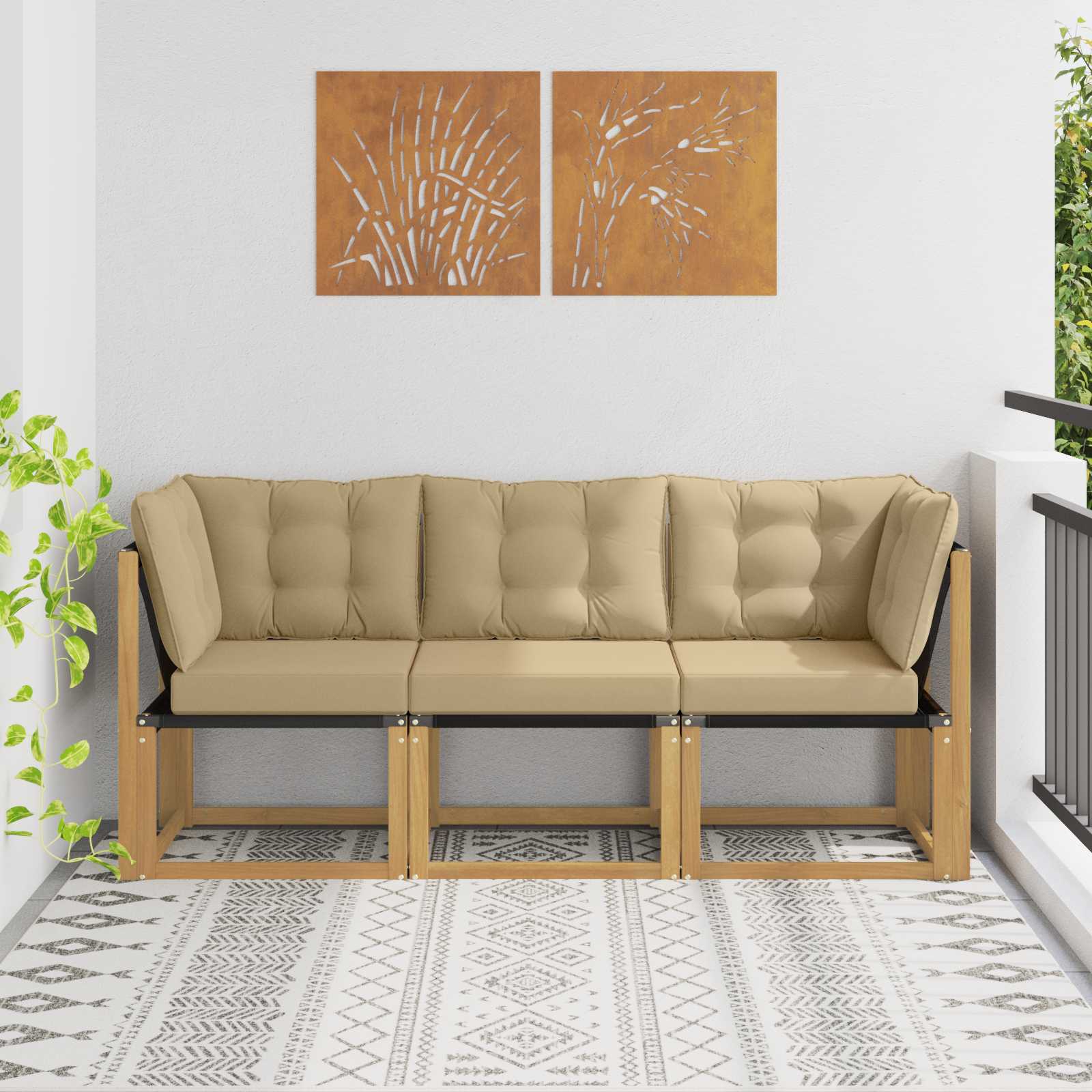 vidaXL Modułowa sofa na zewnątrz z poduszką 3 Sztuka Biały