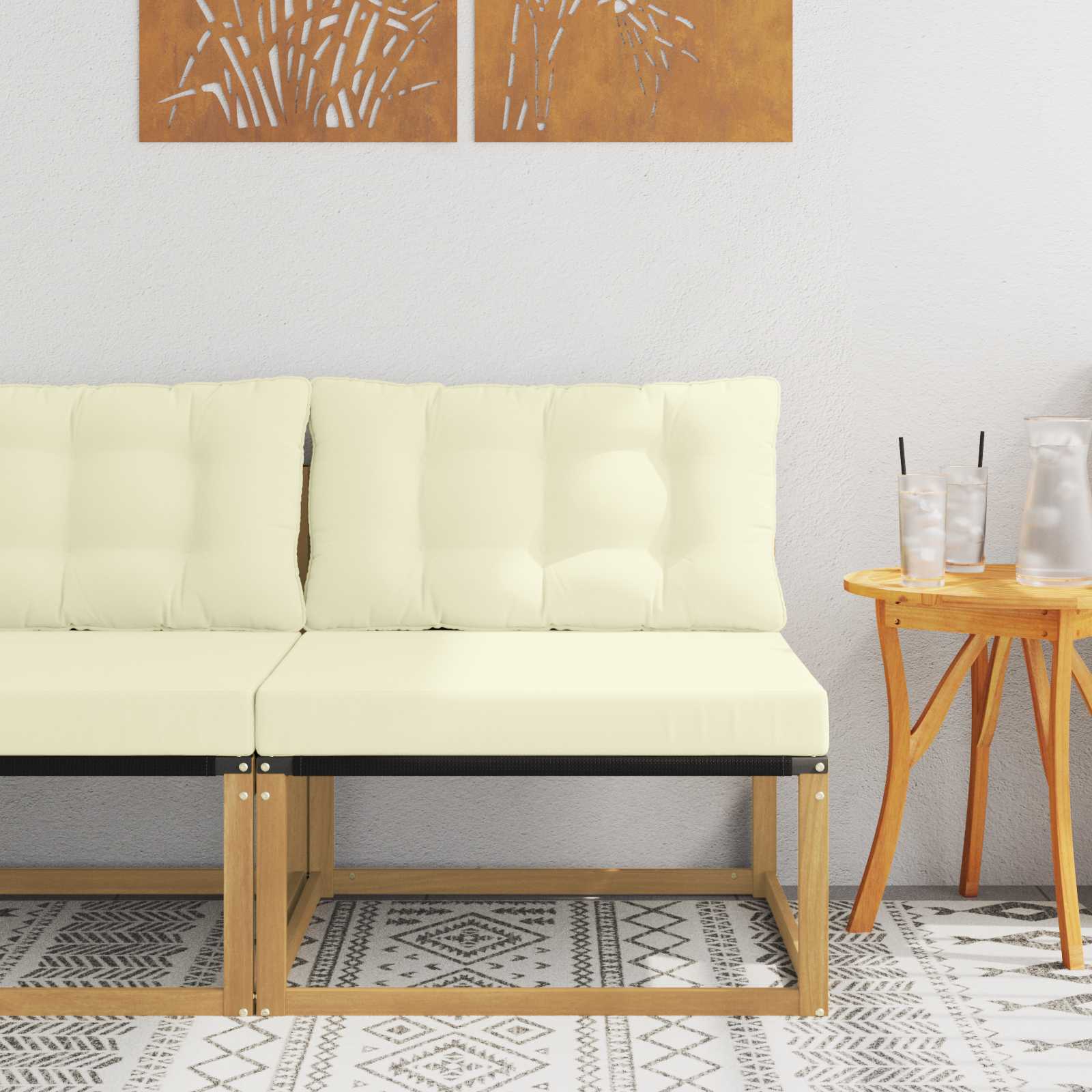vidaXL Środkowa sofa ogrodowa z poduszką Biały 79 x 83 x 73 cm stal