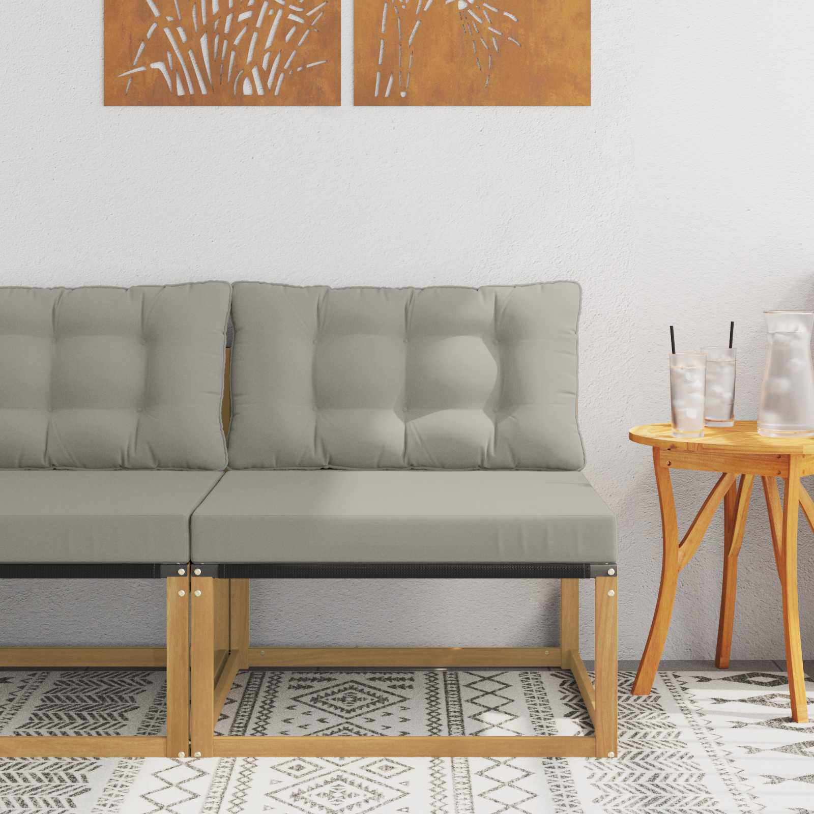vidaXL Środkowa sofa ogrodowa z poduszką Biały 79 x 83 x 73 cm stal