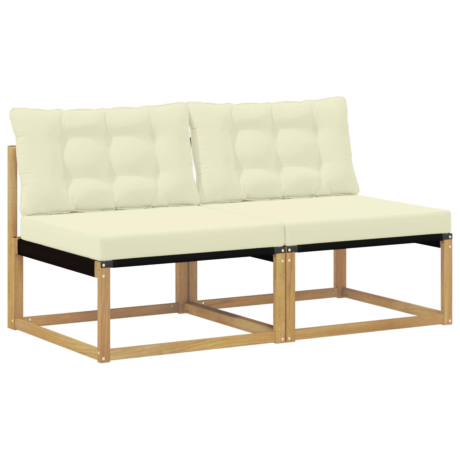 vidaXL Środkowa sofa ogrodowa Drewno akacji i tekstylen Biały